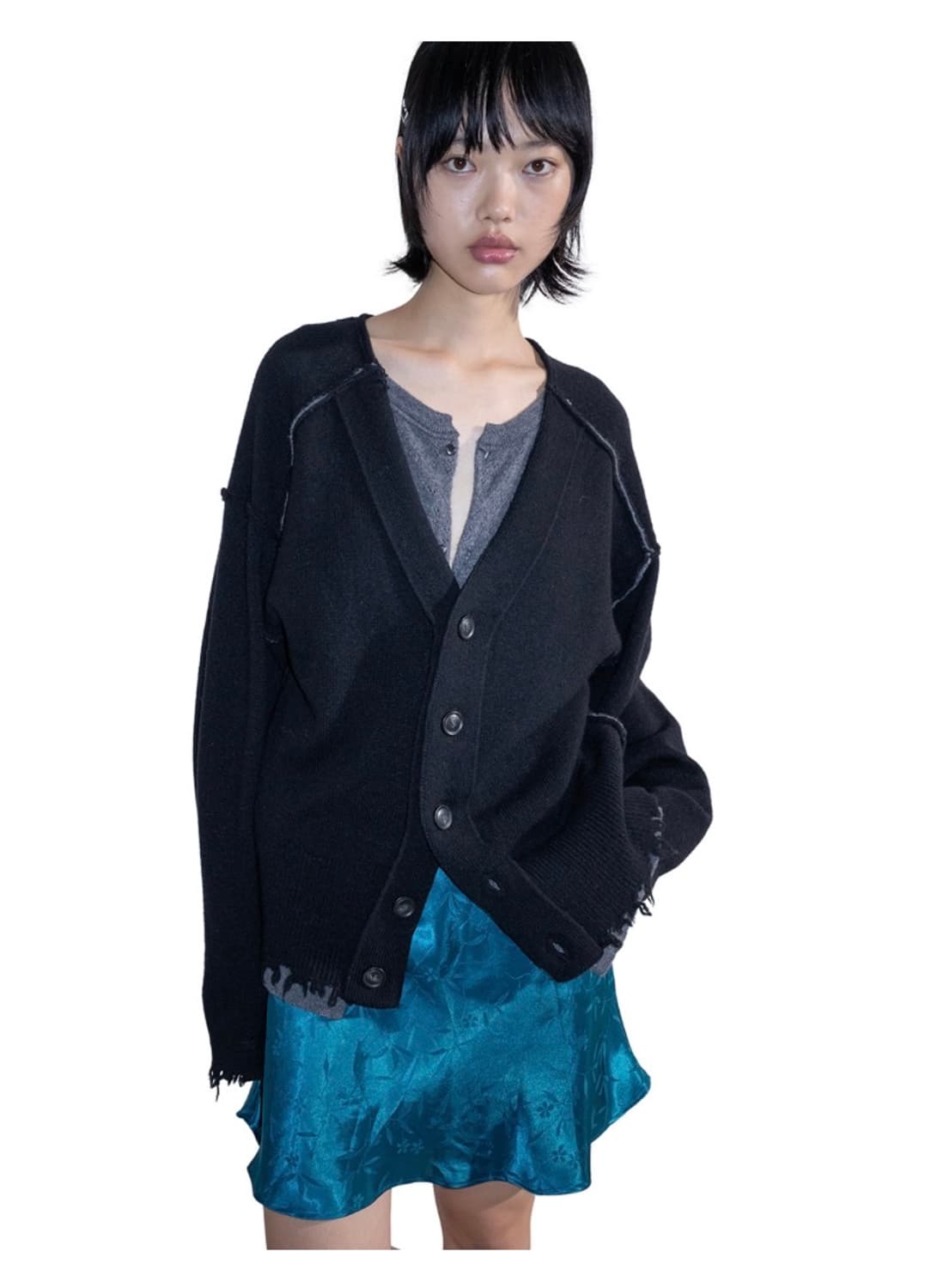 퍼버즈 레이어드 램스울 가디건  상품이미지1