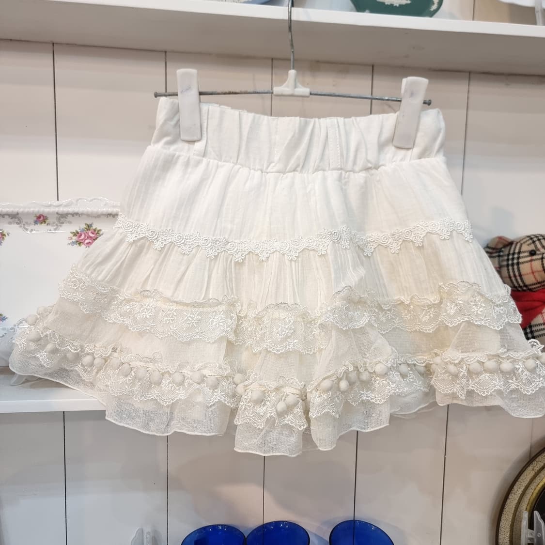 일본 로리타 화이트 레이스 프릴 스커트 상품이미지5