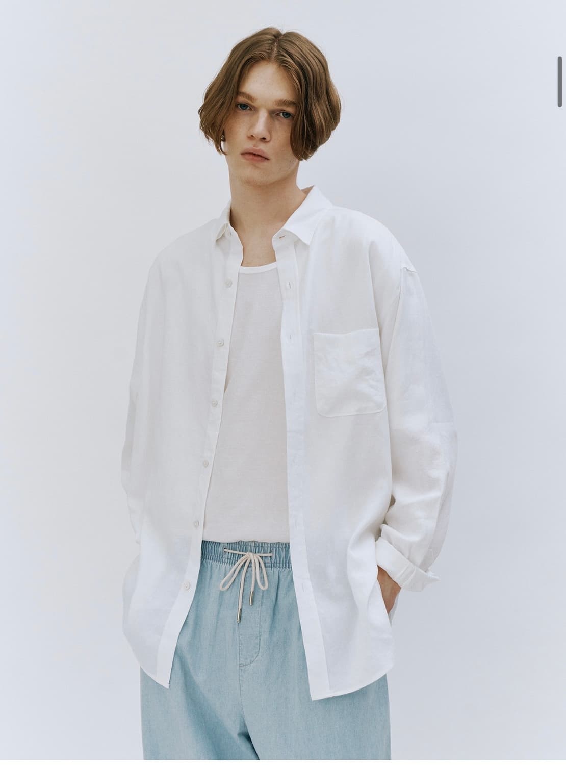 수아레 에센셜 텐셀 린넨 셔츠 화이트 S사이즈 상품이미지2