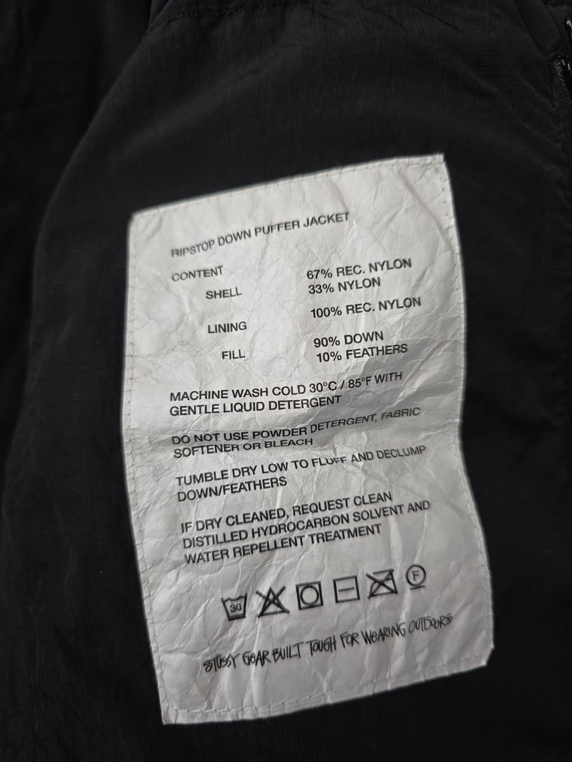 스투시 립스탑 다운 퍼퍼 자켓 블랙 22FW 상품이미지8