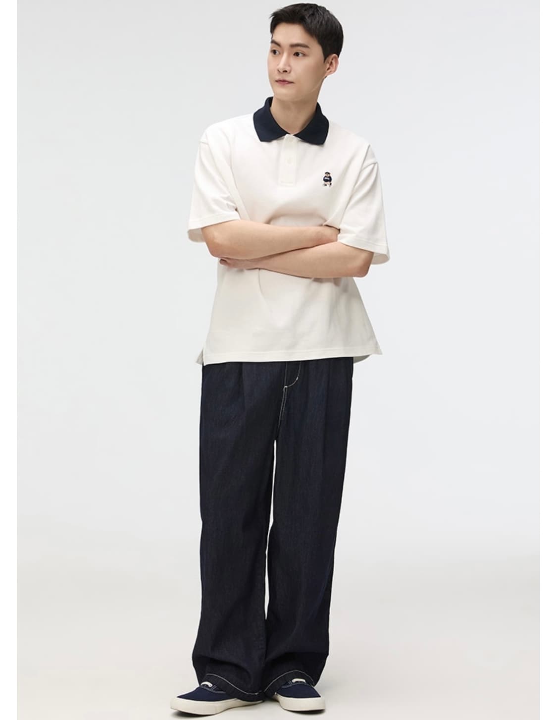 (새상품) SPAO스파오 와이드 밴딩 데님 청바지 네이비 상품이미지7