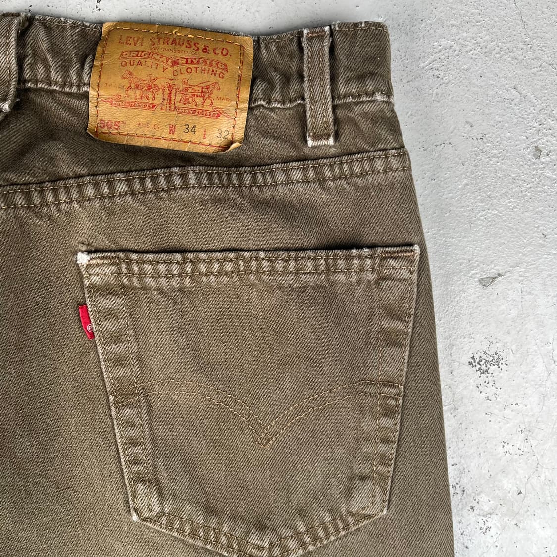 빈티지 리바이스 565 루즈핏 와이드 레그 데님 카키 상품이미지5