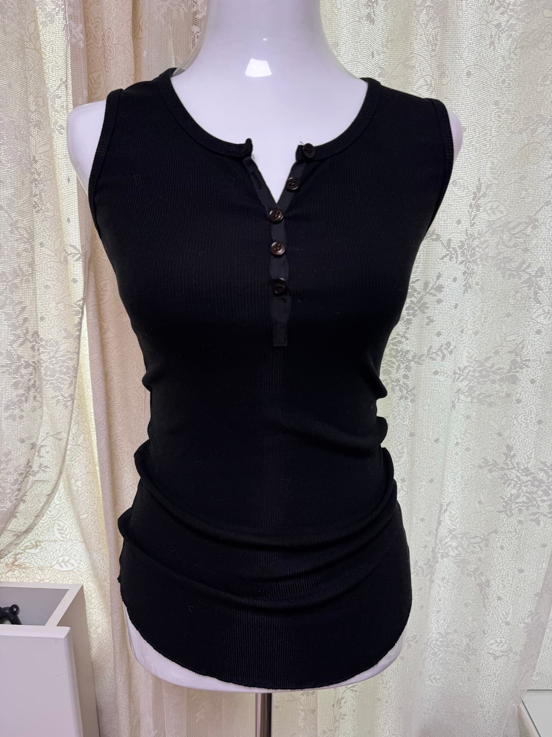 Vintage basic button U line sleeveless 상품이미지1