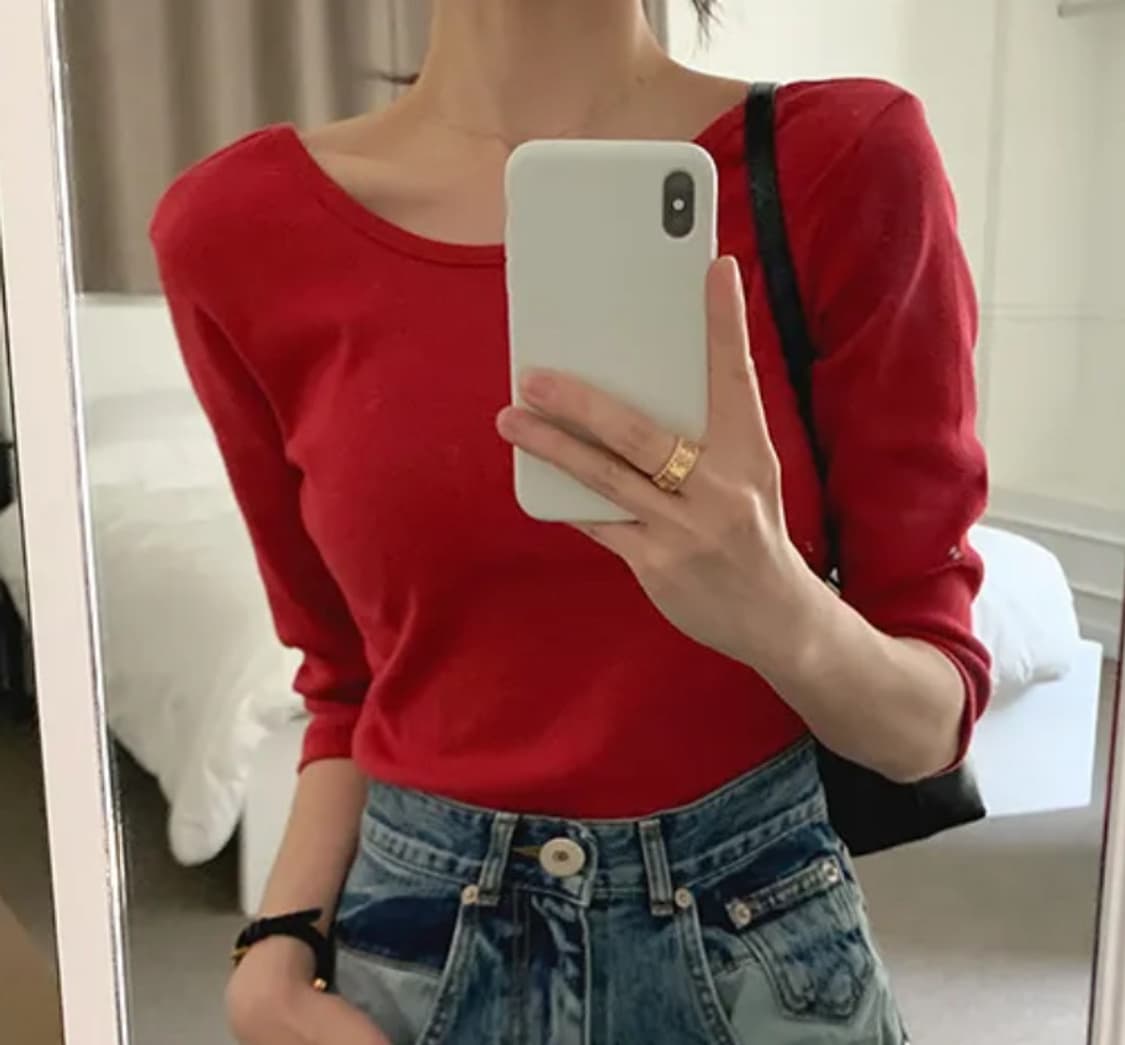 U넥 7부 티셔츠  상품이미지2