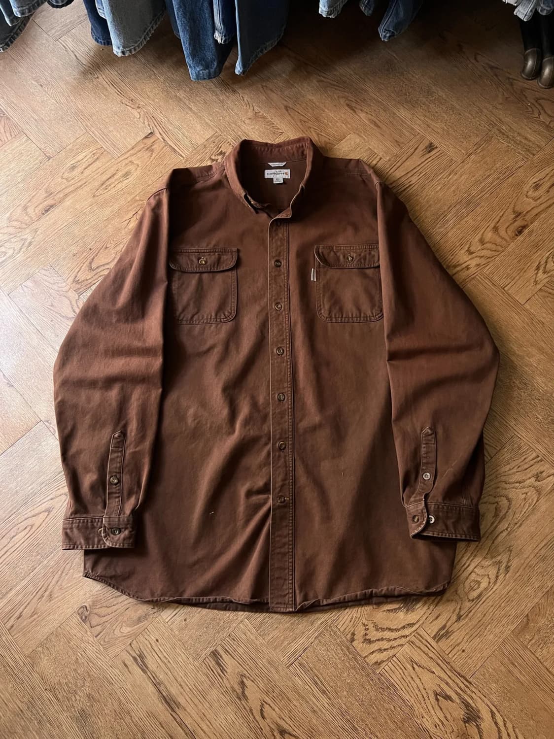 [2XL]칼하트 USA 2포켓 다크브라운 코튼 워크 셔츠 상품이미지1