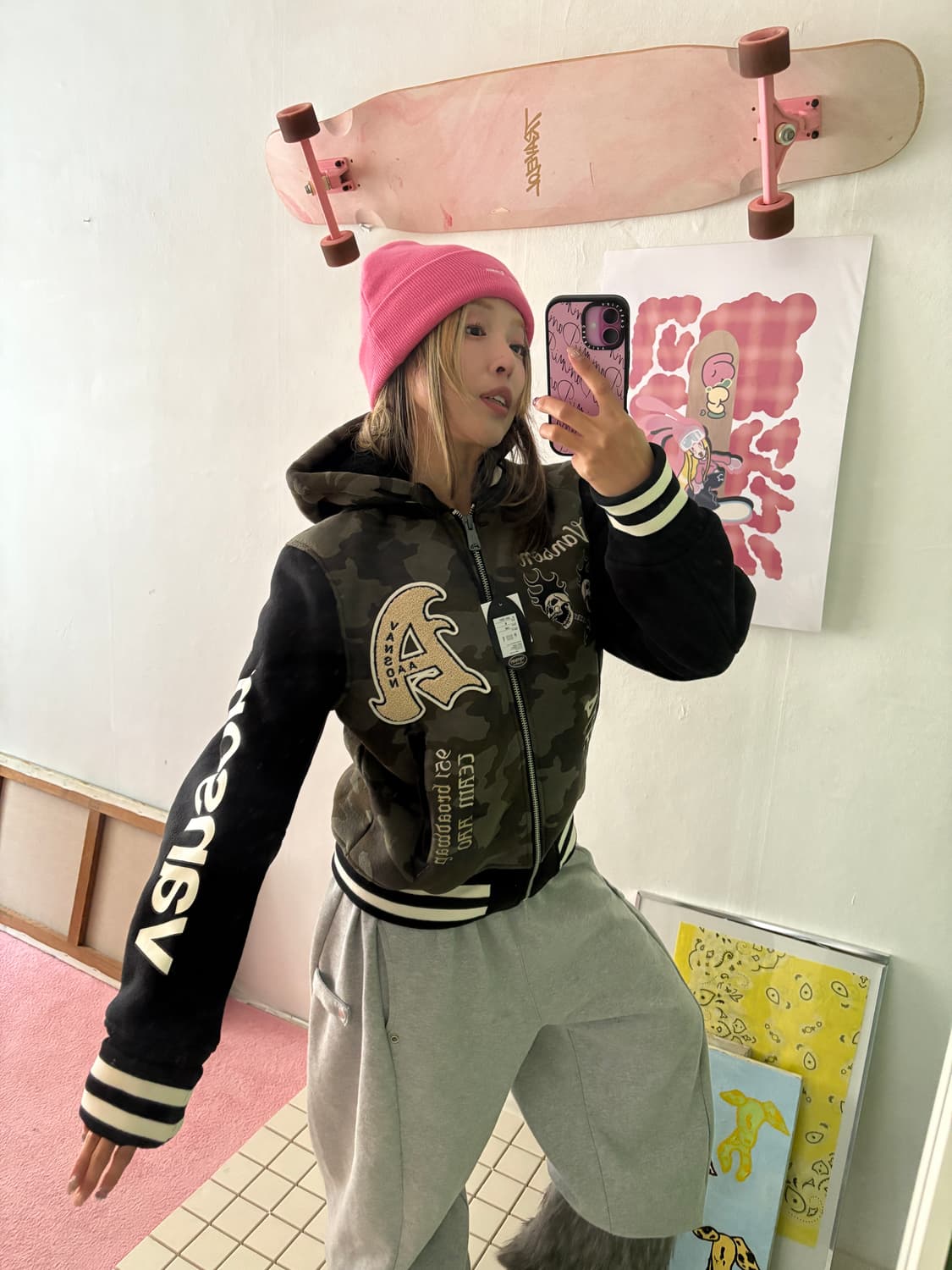 x AAO crop varsity jacket 크롭 바시티 자켓 상품이미지8