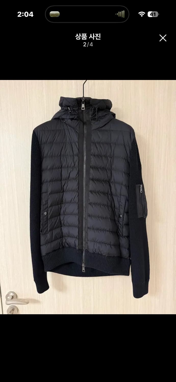 [L] 몽클레어 패딩 울 후드 블랙  상품이미지2