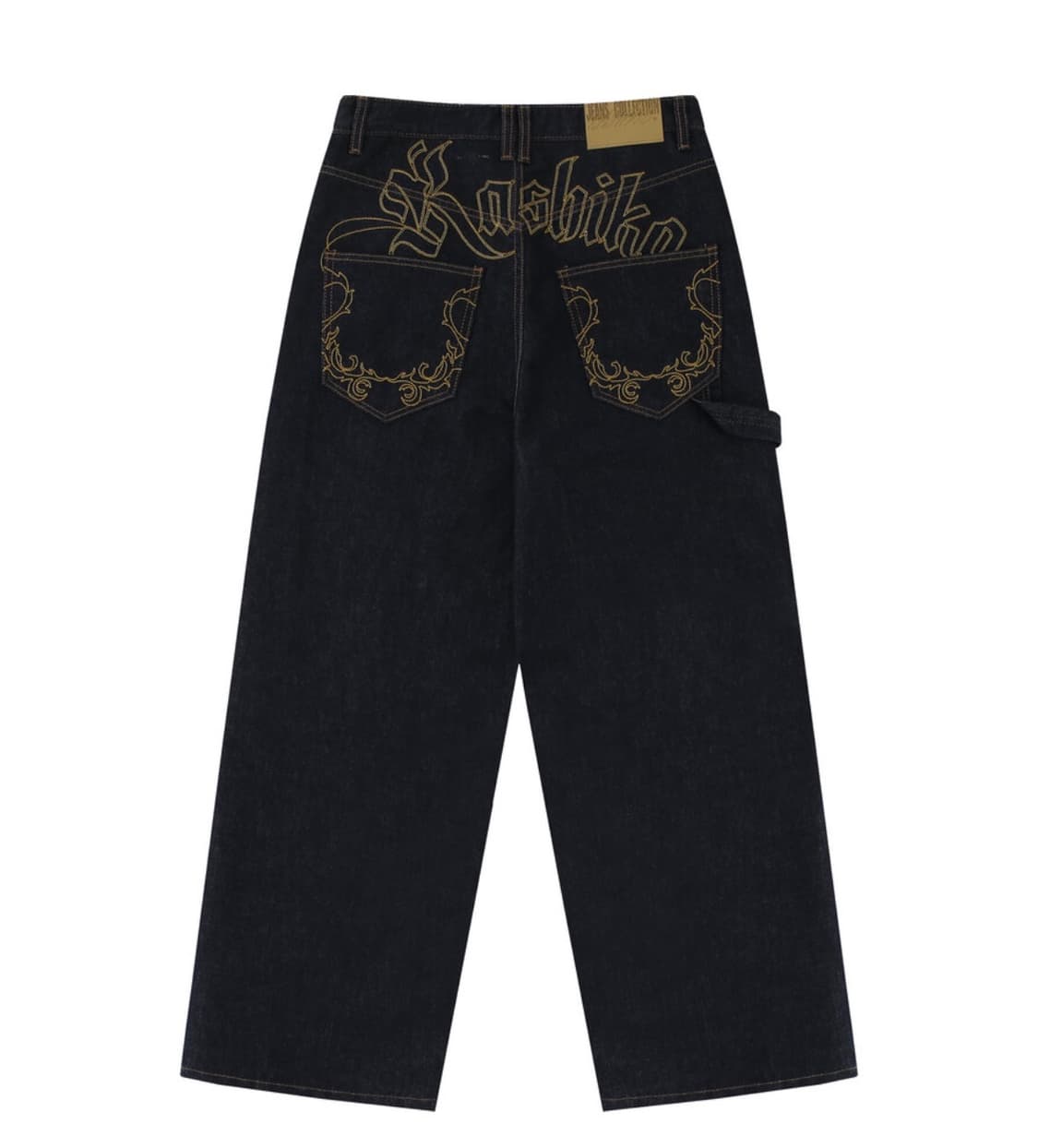 카시코 엠브로이드 워싱 데님 팬츠 블랙 상품이미지1