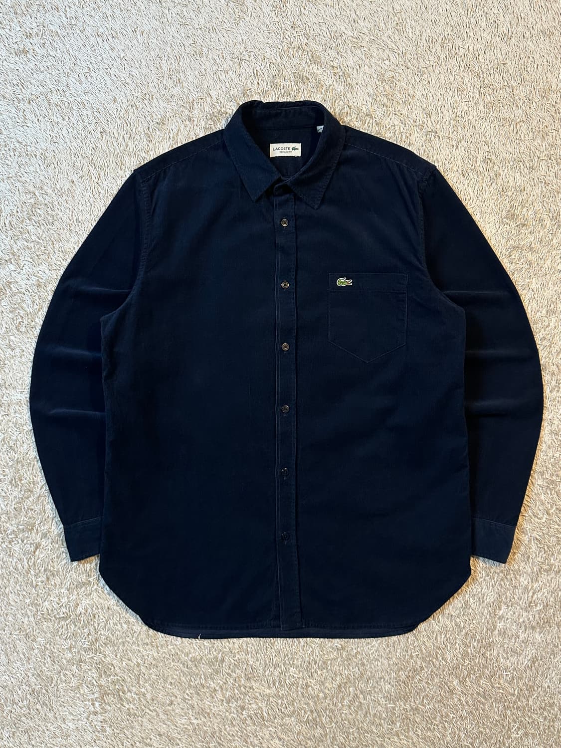라코스테 LACOSTE 원포켓 스몰로고 코듀로이 셔츠 네이비 상품이미지1