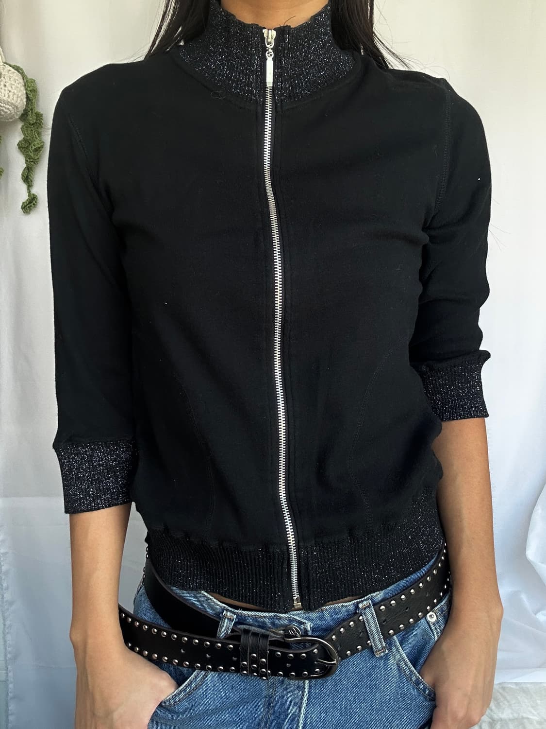 빈티지 7부 집업 가디건 상품이미지1