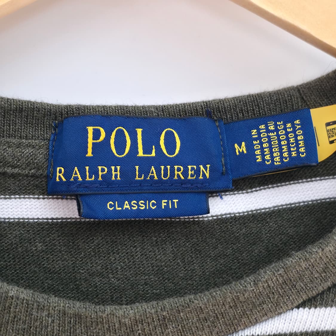 [M] 폴로 랄프로렌 카키 스트라이프 반팔티 신형 큐알택 상품이미지5