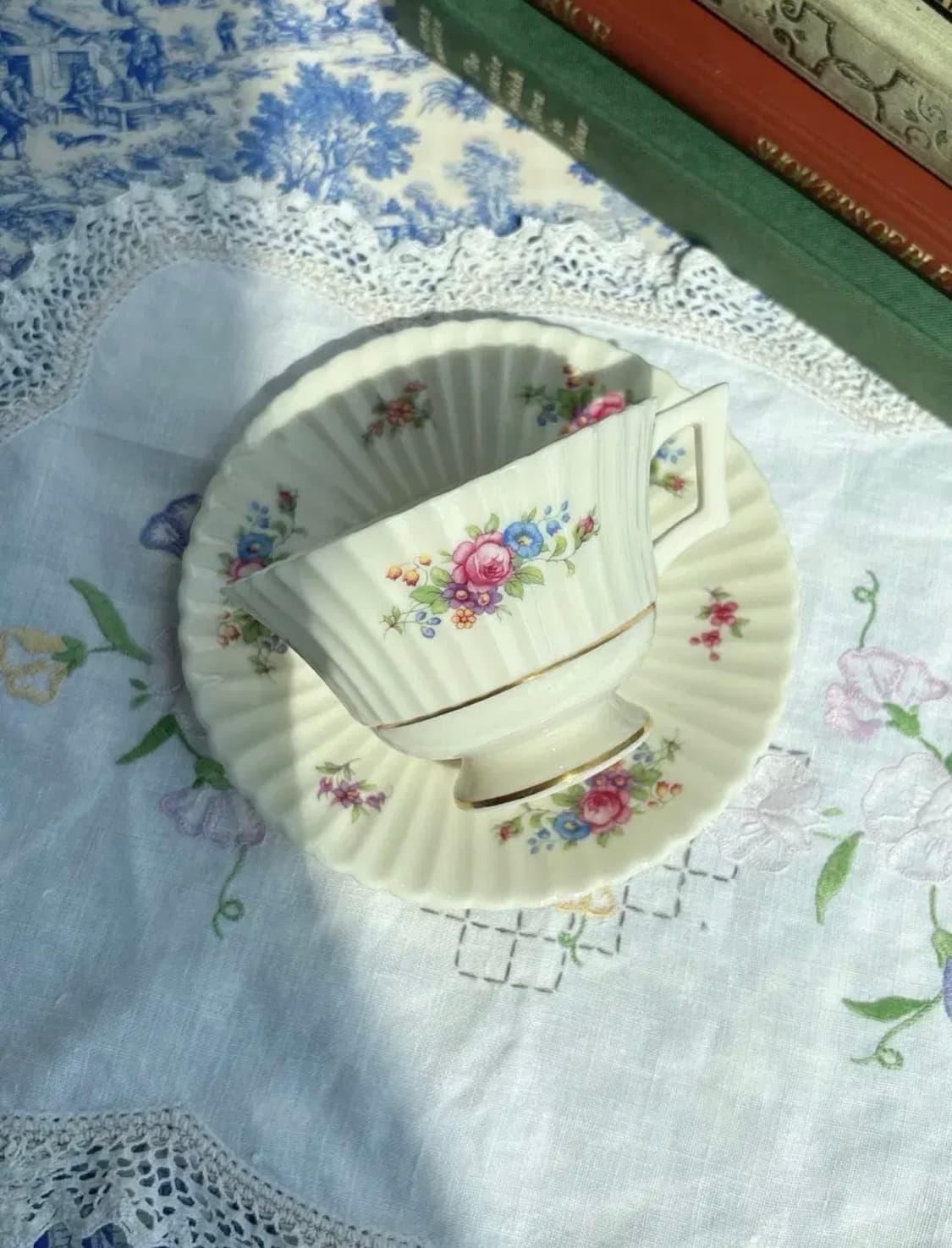 [리페어]빈티지 레녹스 파블로바 찻잔 듀오 1930s 귀한 그린백마크 상품이미지1