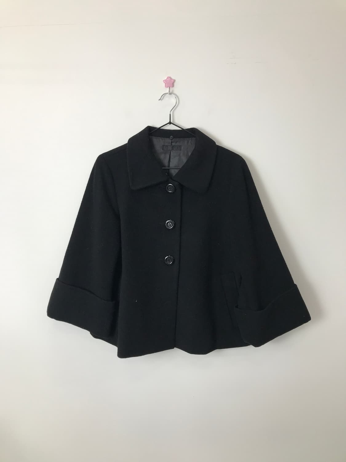 Jpn Minimal Black Wool Blend Half Coat 상품이미지3