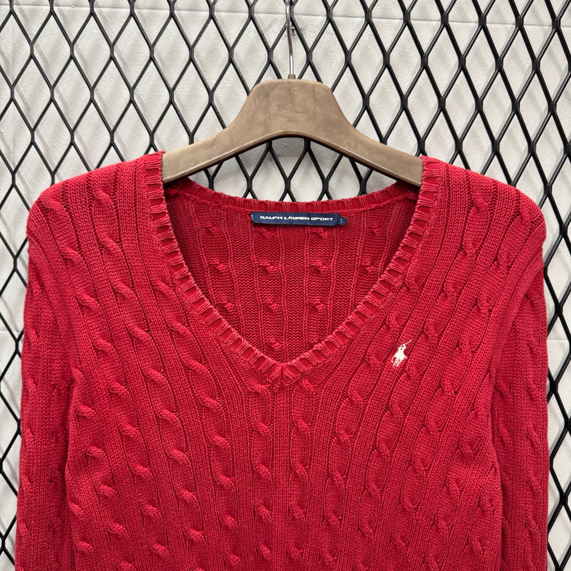 폴로 랄프로렌 케이블 니트 화이트 포니 포인트 레드 상품이미지3