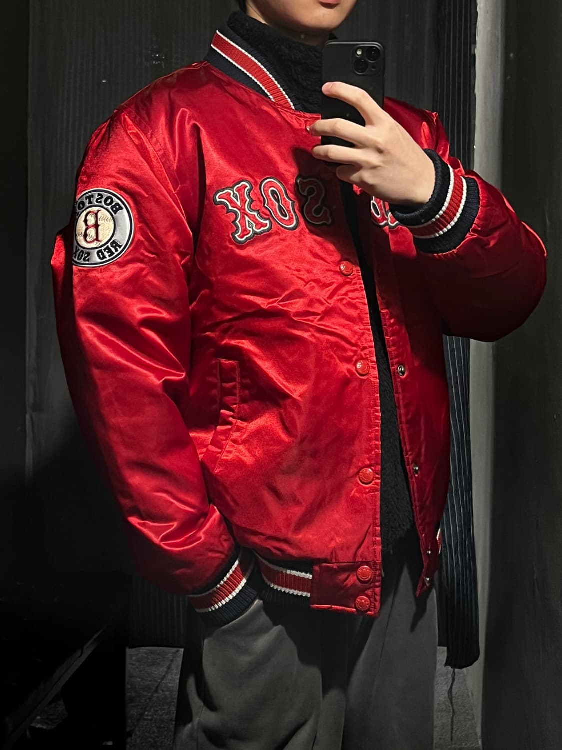 MLB 엠엘비 00s 레드 네이비 배색 보스턴 레드삭스 바시티자켓 상품이미지9