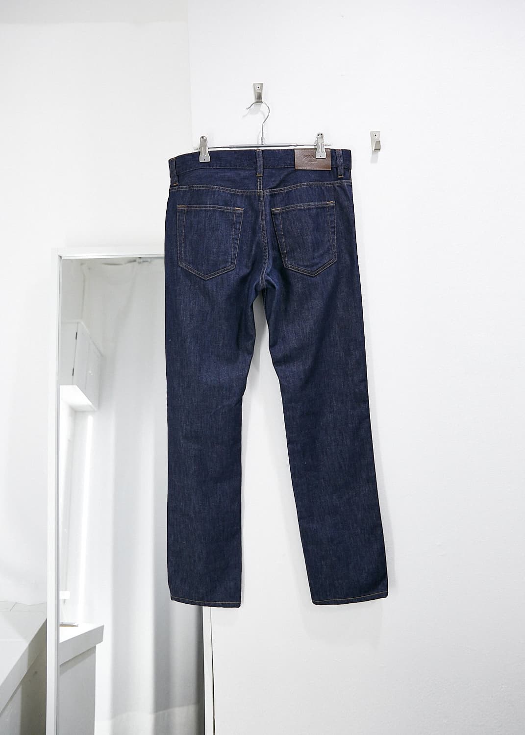 Leather Patch Straight Denim Jeans 상품이미지4