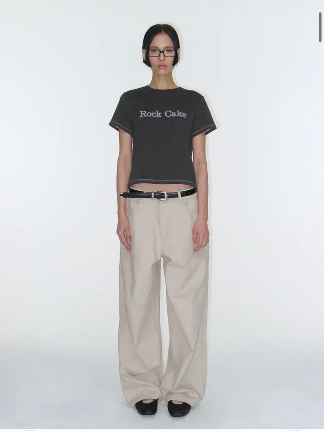 락케이크96 Applique Pants - Light Gray 상품이미지2