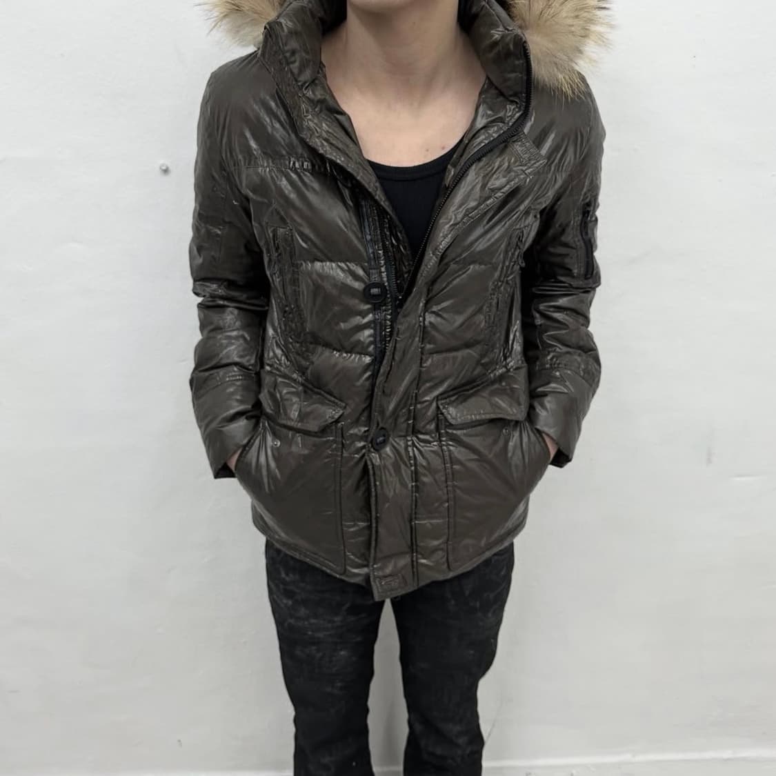 Nicole club glossy brown down jacket 상품이미지2