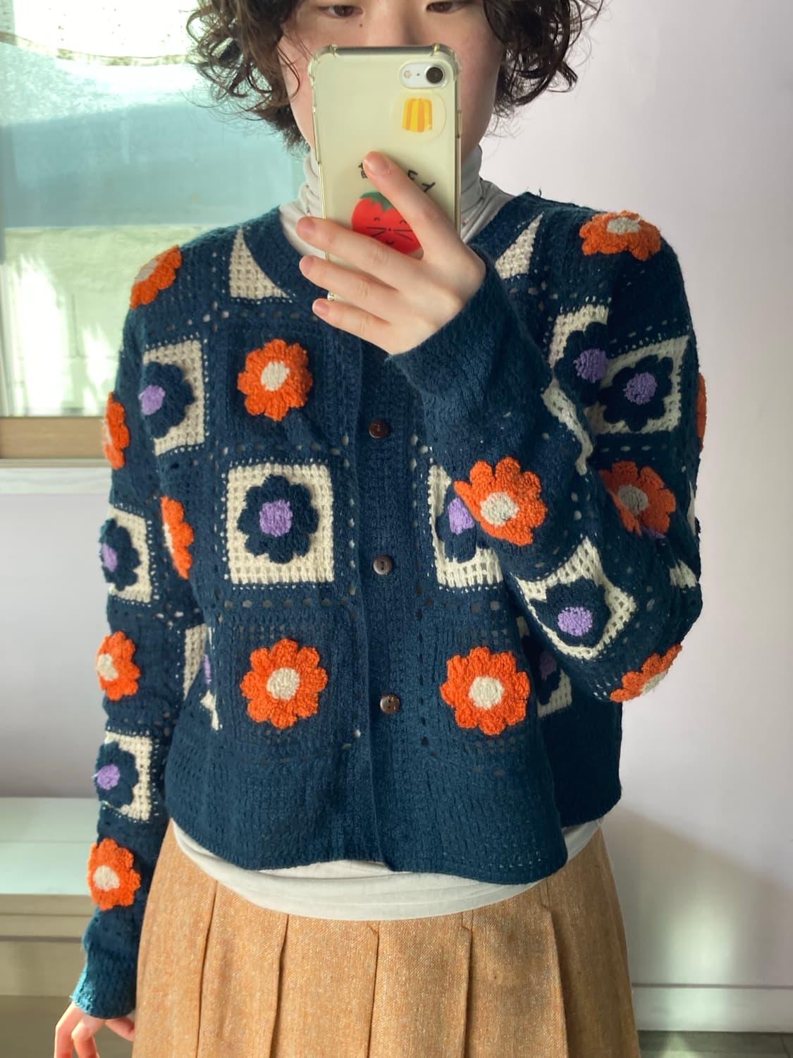 일본진티지) 꽃 뜨개 가디건 상품이미지1