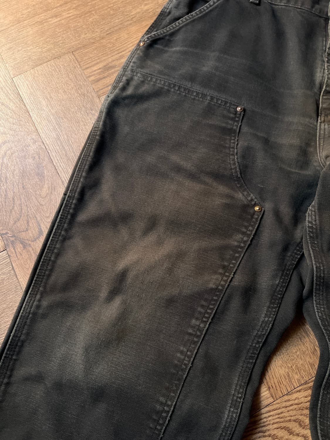 [38]칼하트 USA 빈티지 페이딩 블랙 더블니 워크팬츠 상품이미지3