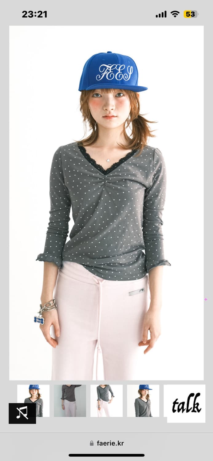 샵페어리 mini heart lace top 차콜 상품이미지1