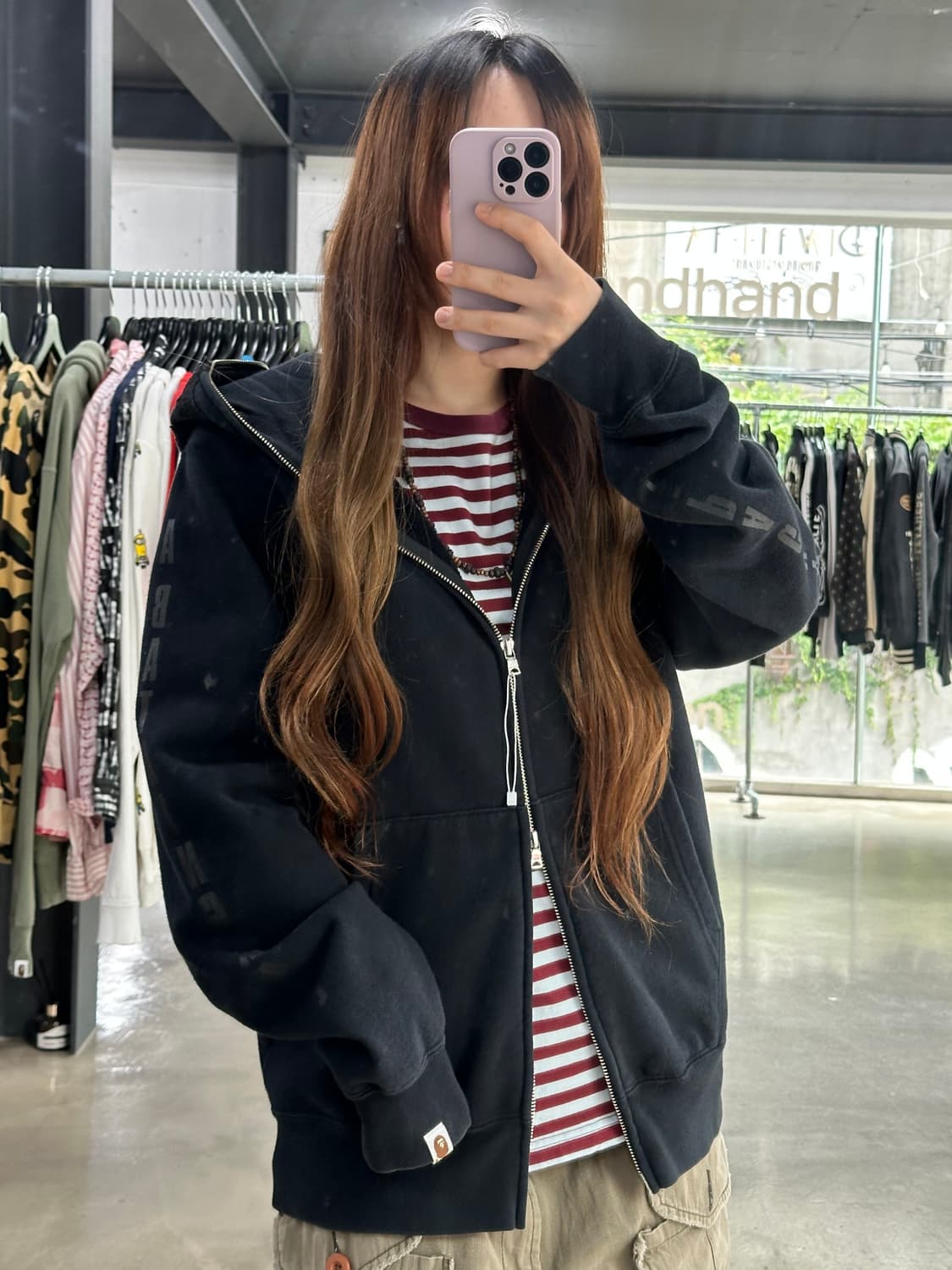 베이프 샤크 블랙 후드집업 상품이미지3