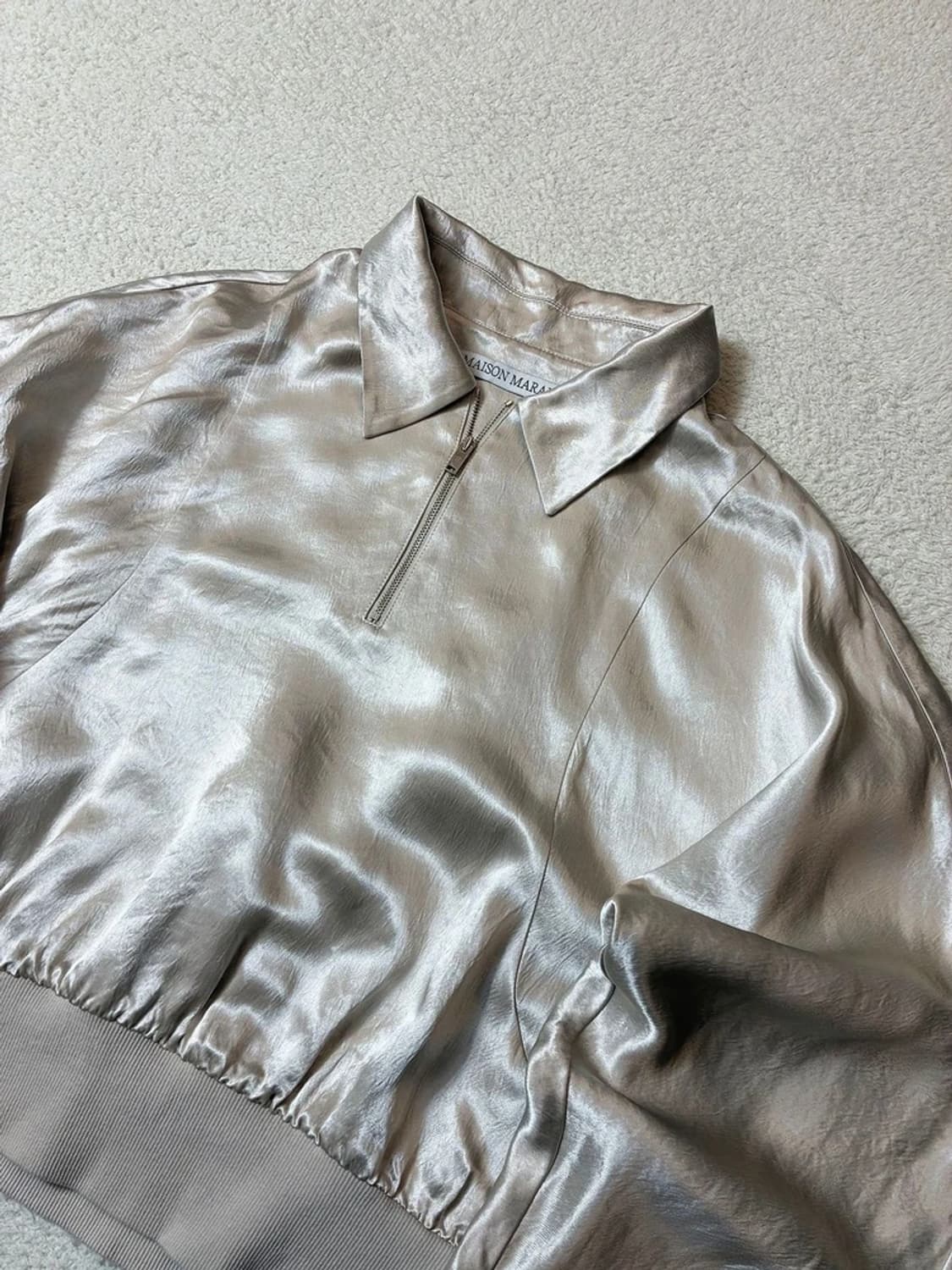 메종마레 새틴 어센틱 카라 숏 하프 집 셔츠 PN6912 상품이미지3