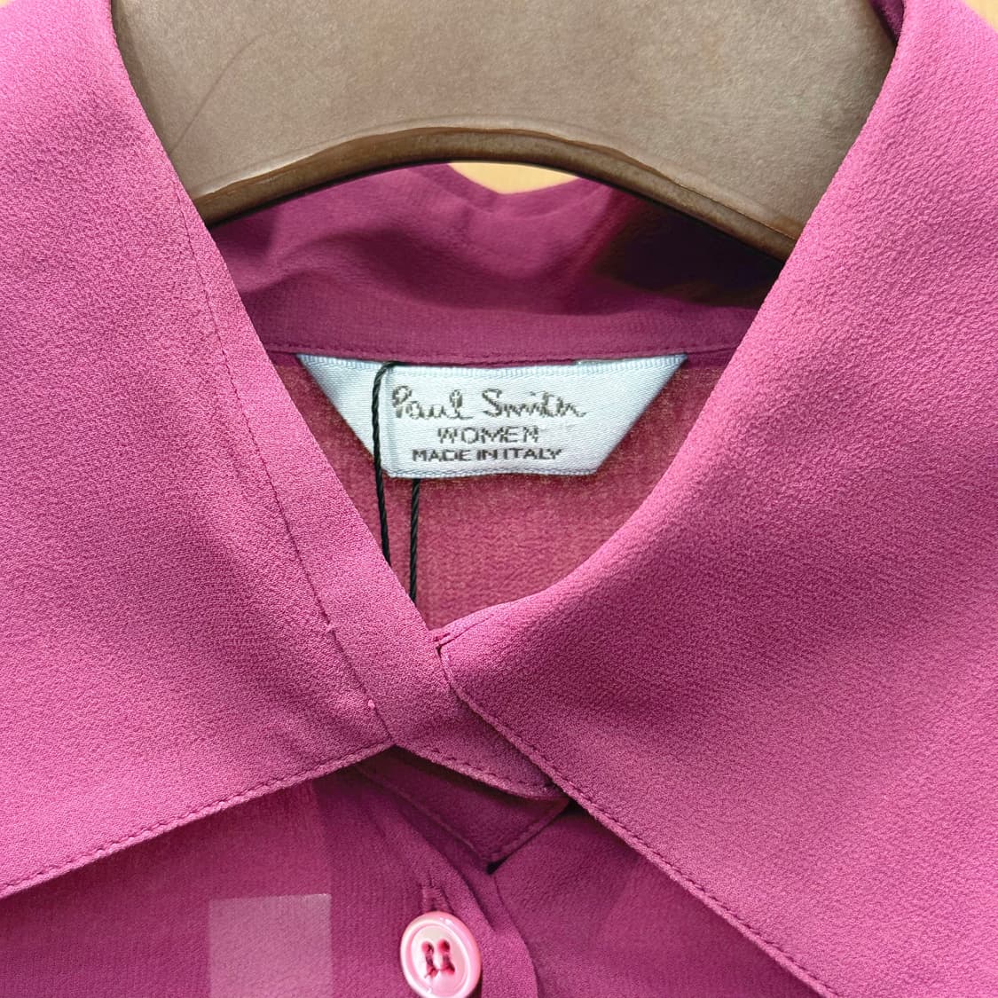 폴스미스 실크 블라우스 시스루 긴팔 셔츠 소매 퍼프 디테일 컬러 블록 상품이미지7