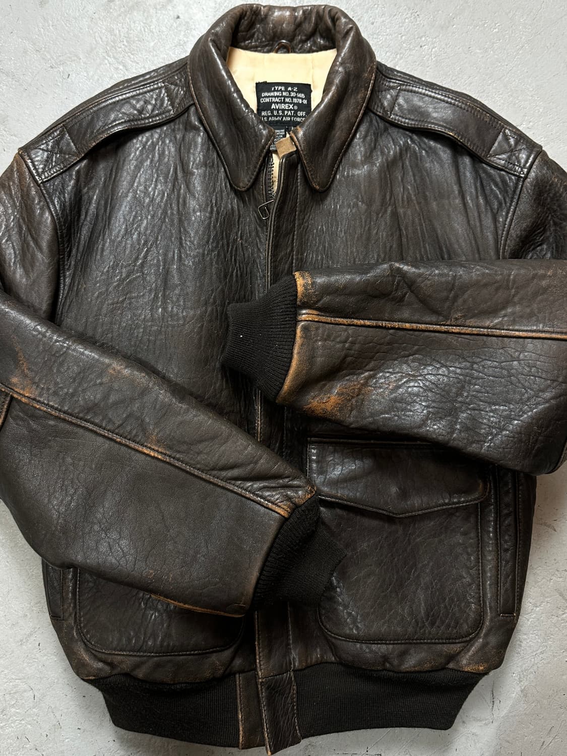 90's OG 빈티지 아비렉스 A2 봄버 자켓 빈티지 레더 자켓 상품이미지6