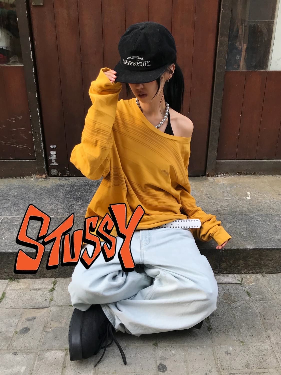 스투시 머스타드 스트라이프 롱슬리브 상품이미지1