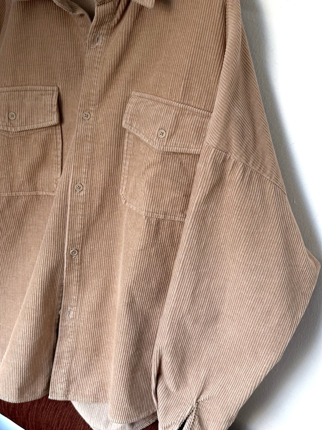 Cord design wide silhouette L/S shirt 상품이미지3