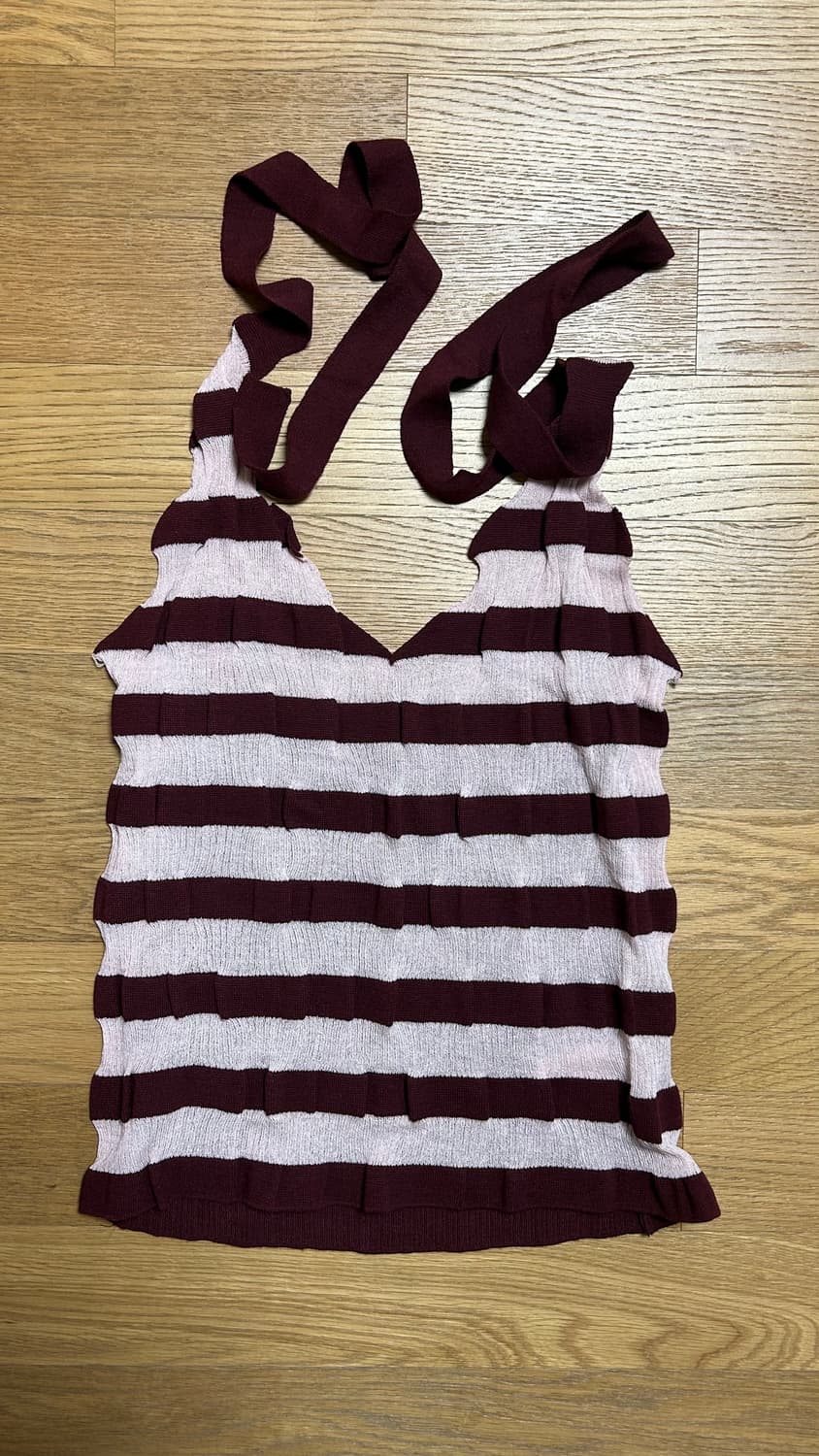 OpenYY STRIPE HALTER NECK KNIT TOP 상품이미지3