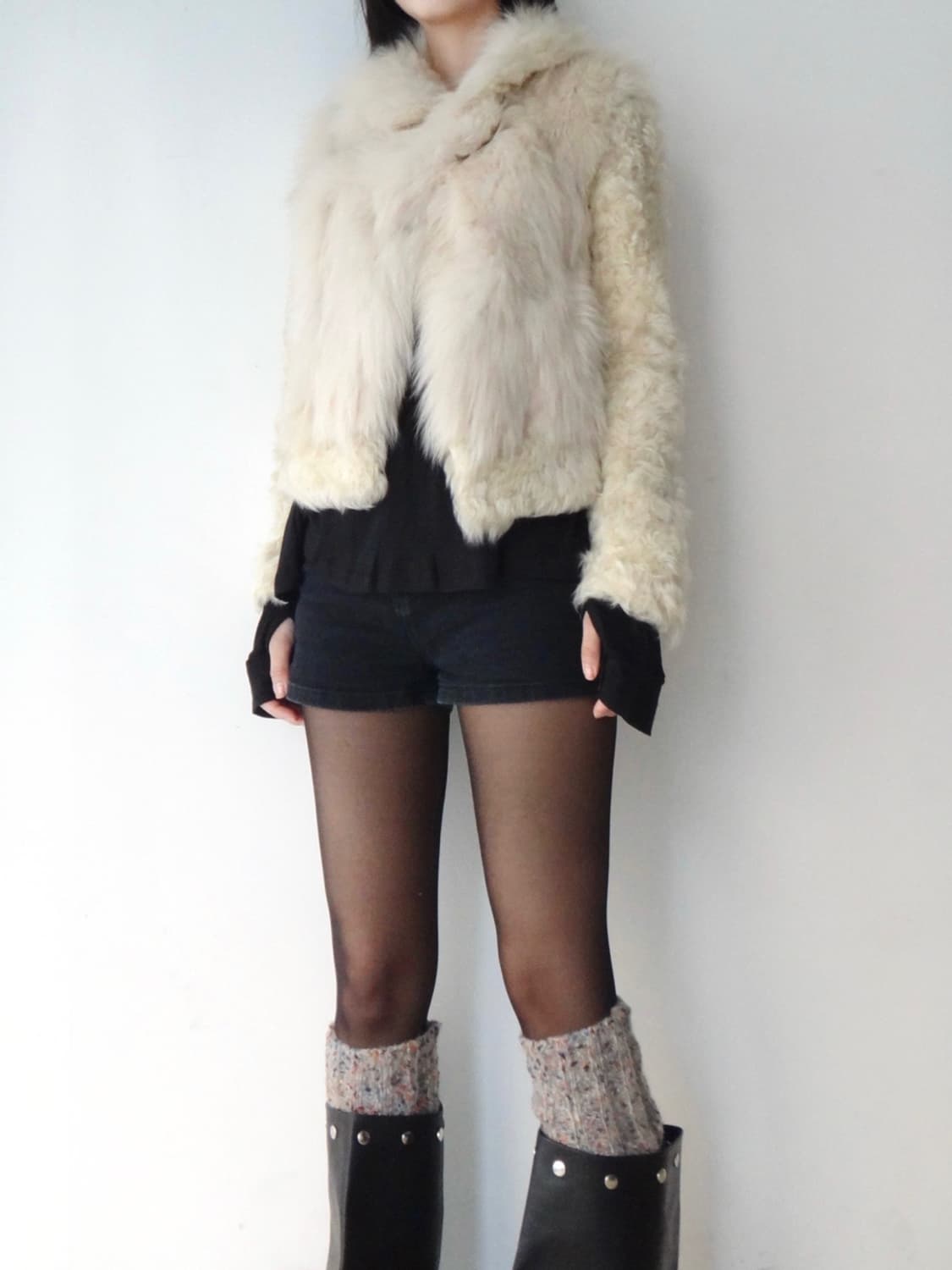 Curly fur strap jacket / ivory 상품이미지6
