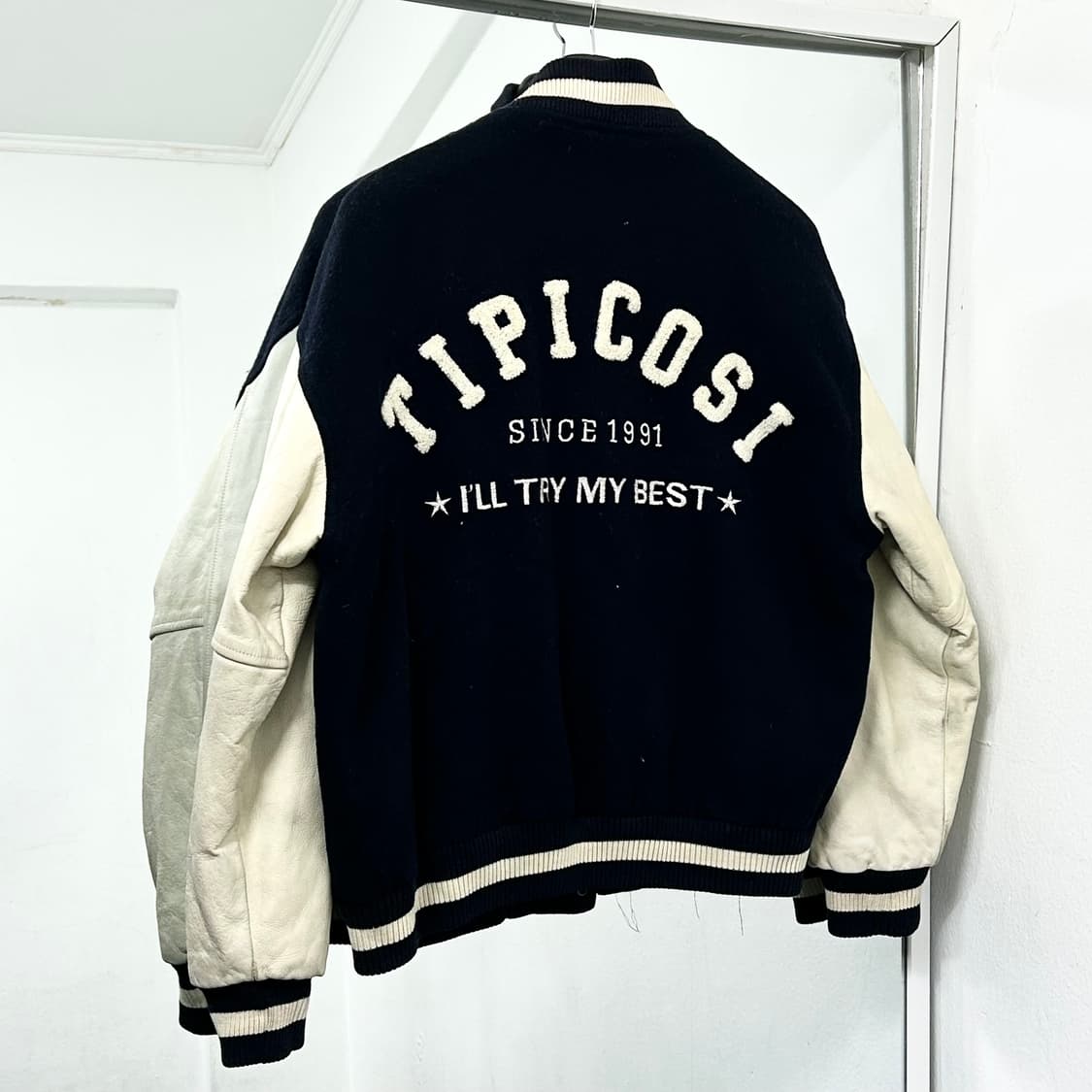 TIPICOSI 레더암 울 바시티 자켓 상품이미지1