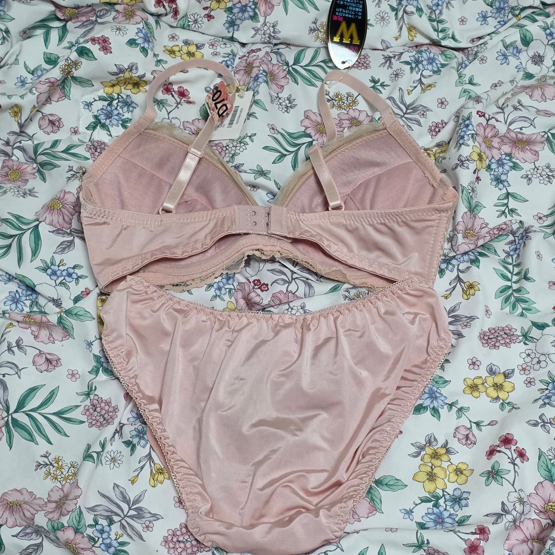 일본 빈티지 언더웨어)히메갸루리본 핑크큐빅 자수레이스 D70 브라속옷세트 상품이미지3