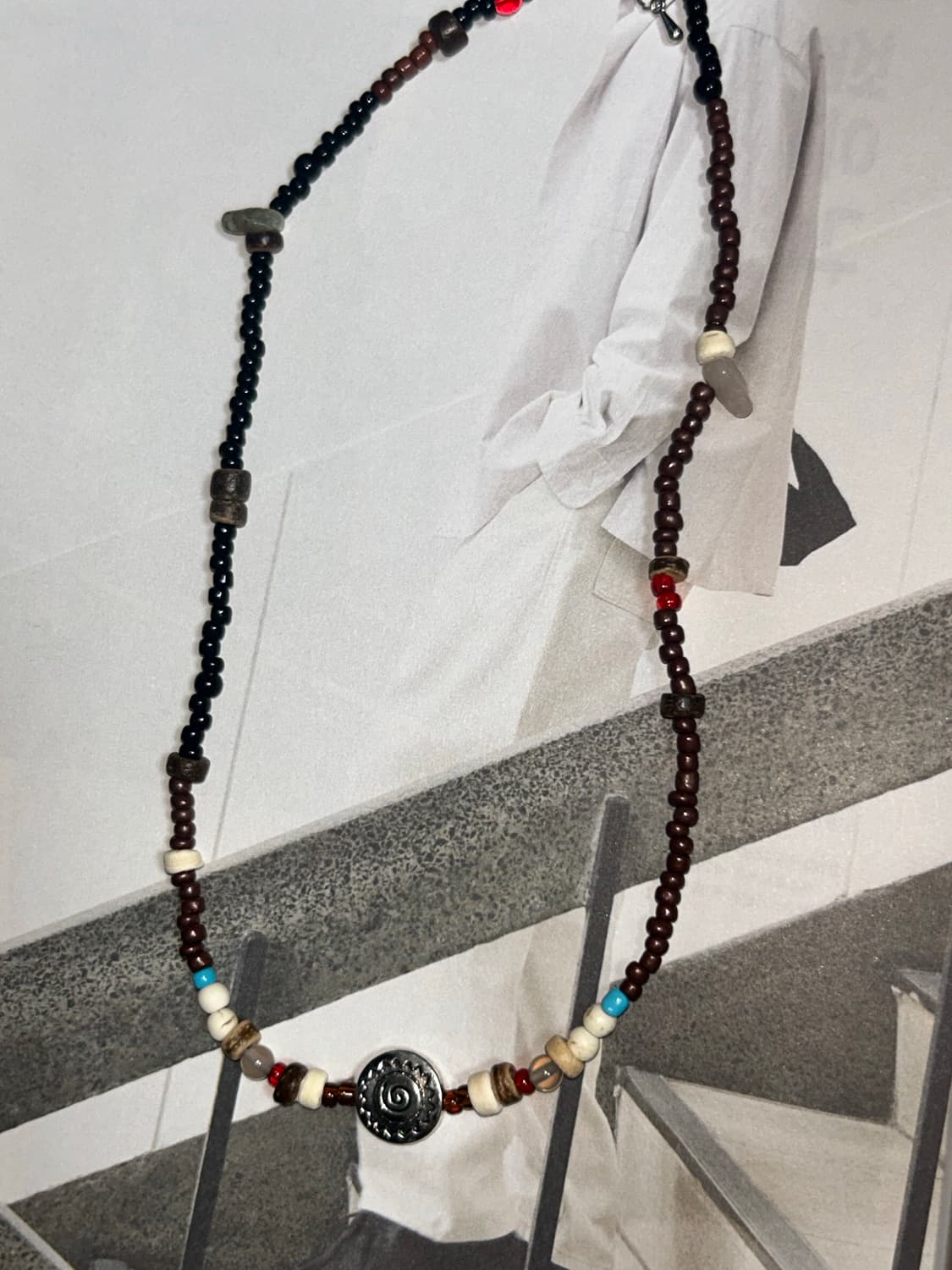 빈티지 비즈 태양 목걸이 / wood sun necklace 상품이미지1