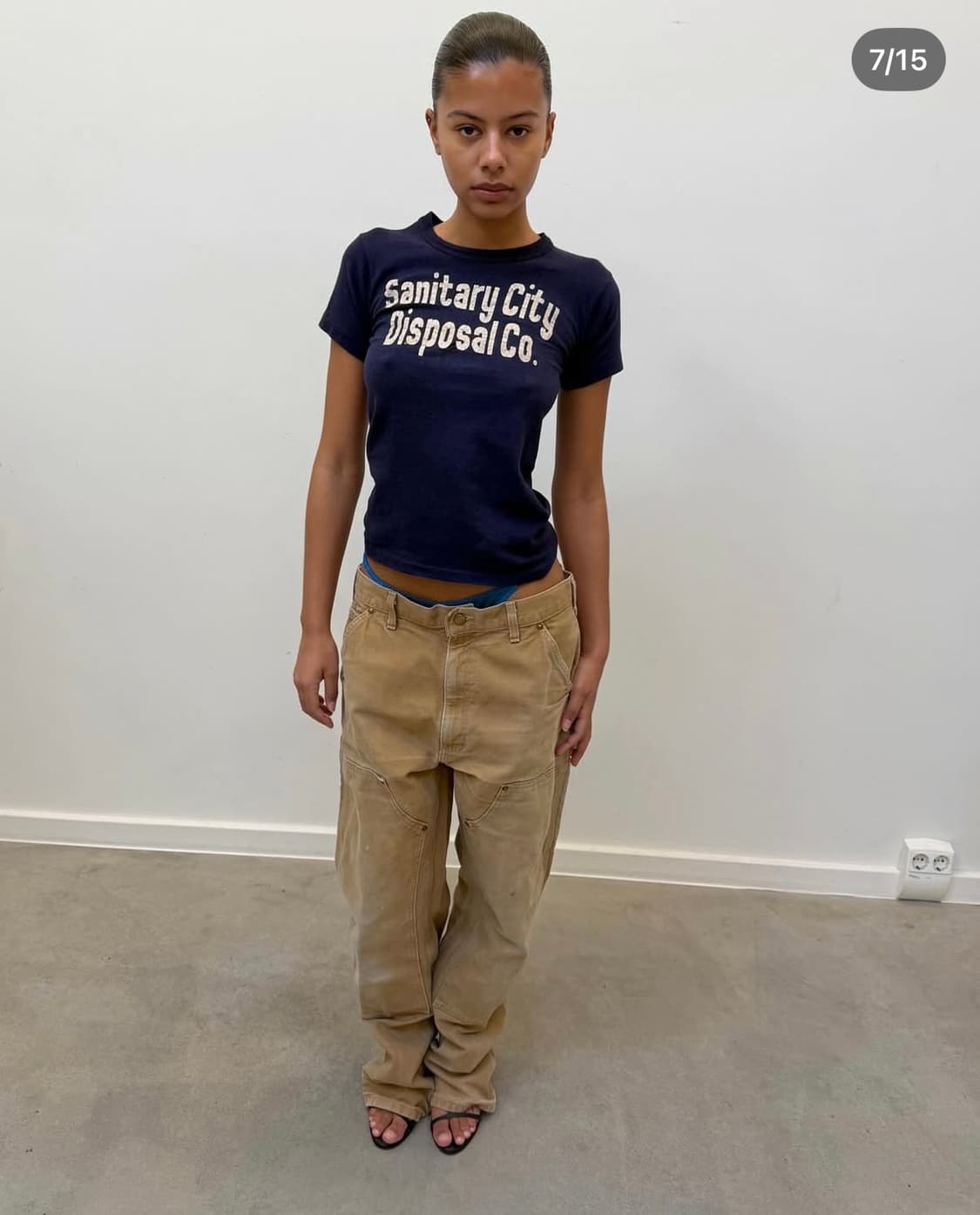 80s-90s 칼하트 더블니 62w 브라운 데드스탁급 상품이미지1