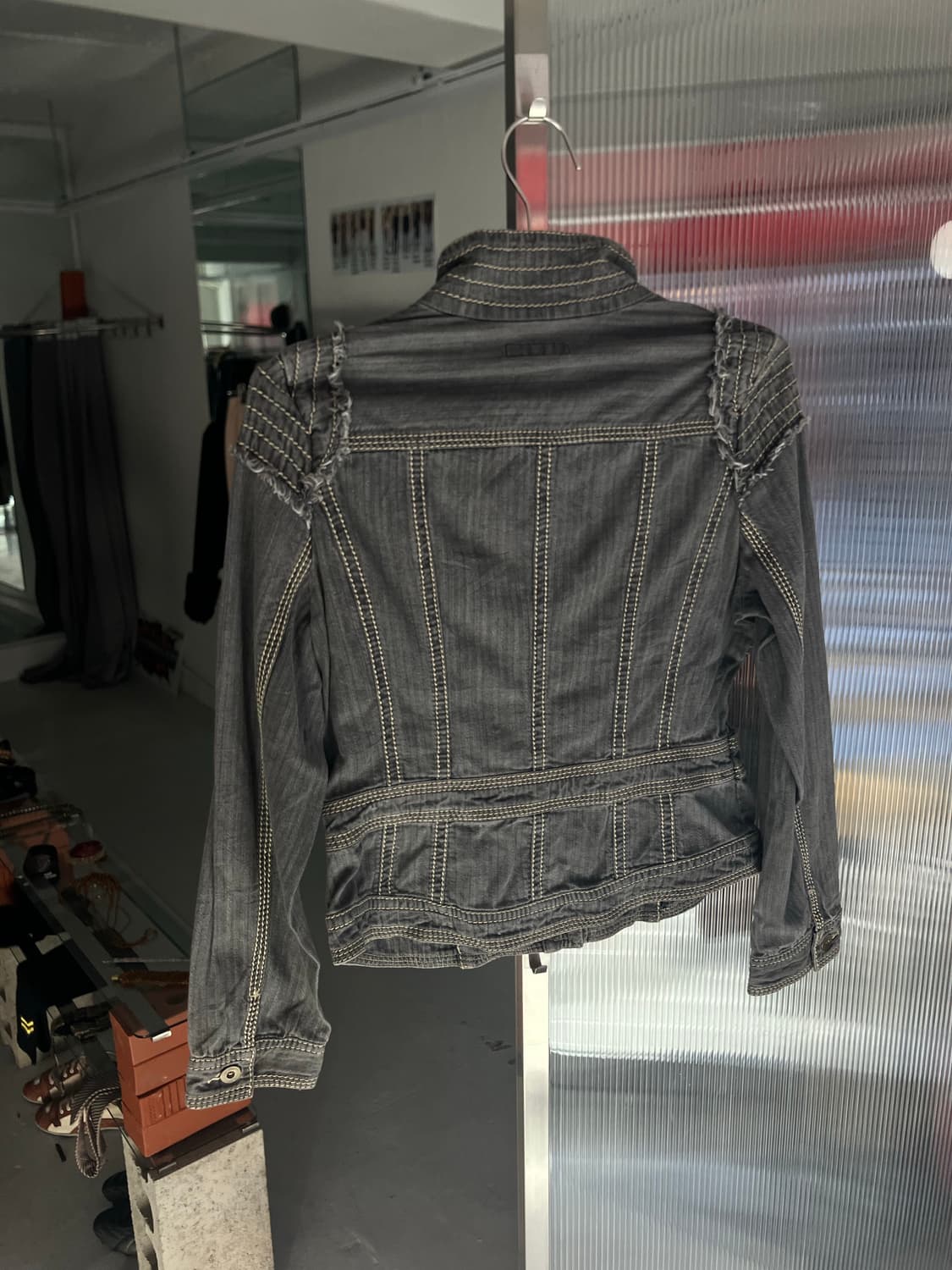 프린지 디테일 스티치데님 자켓 상품이미지5