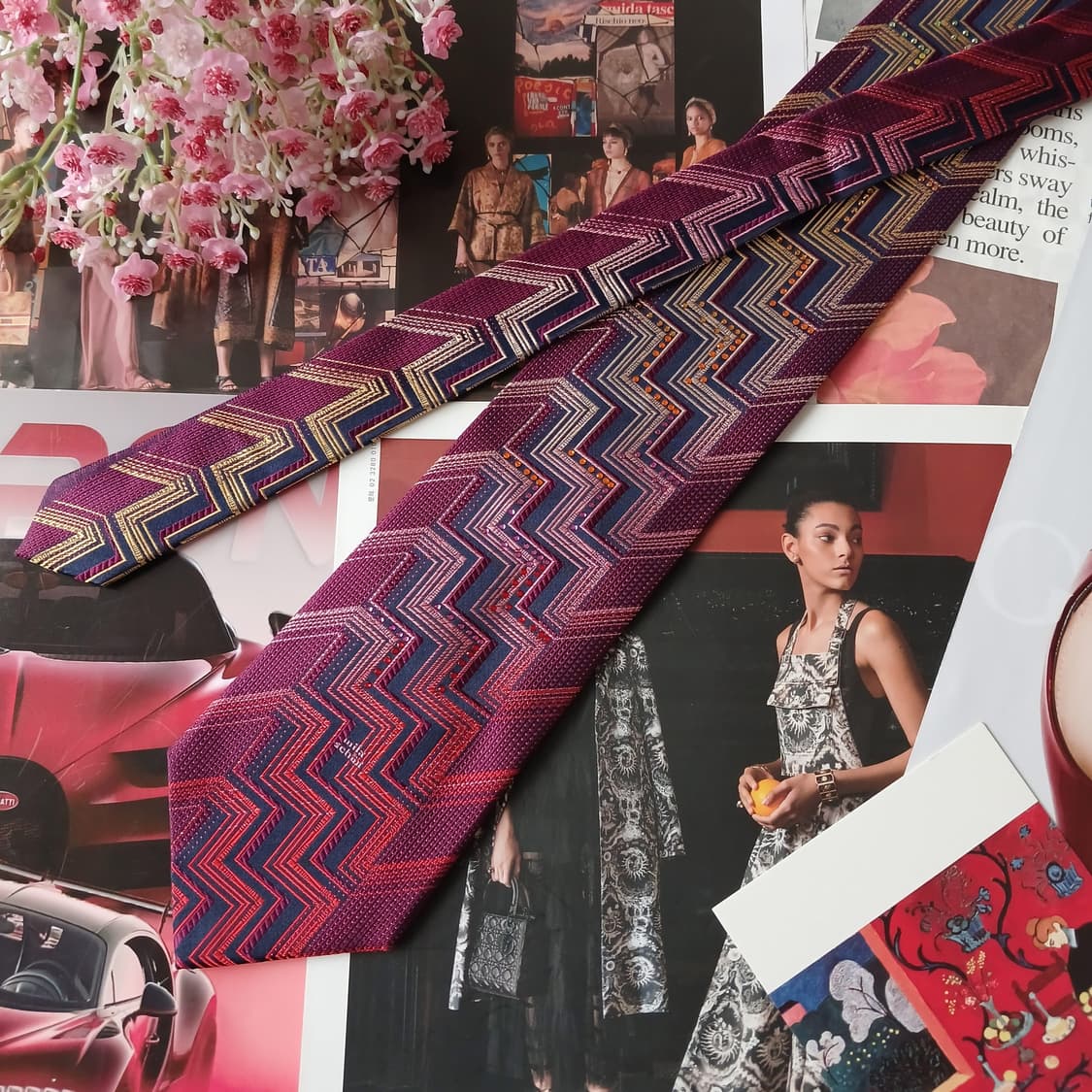 밀라숀 실크 퍼플 지그재그 패턴 넥타이 9.2cm A+등급 A19773
 상품이미지5