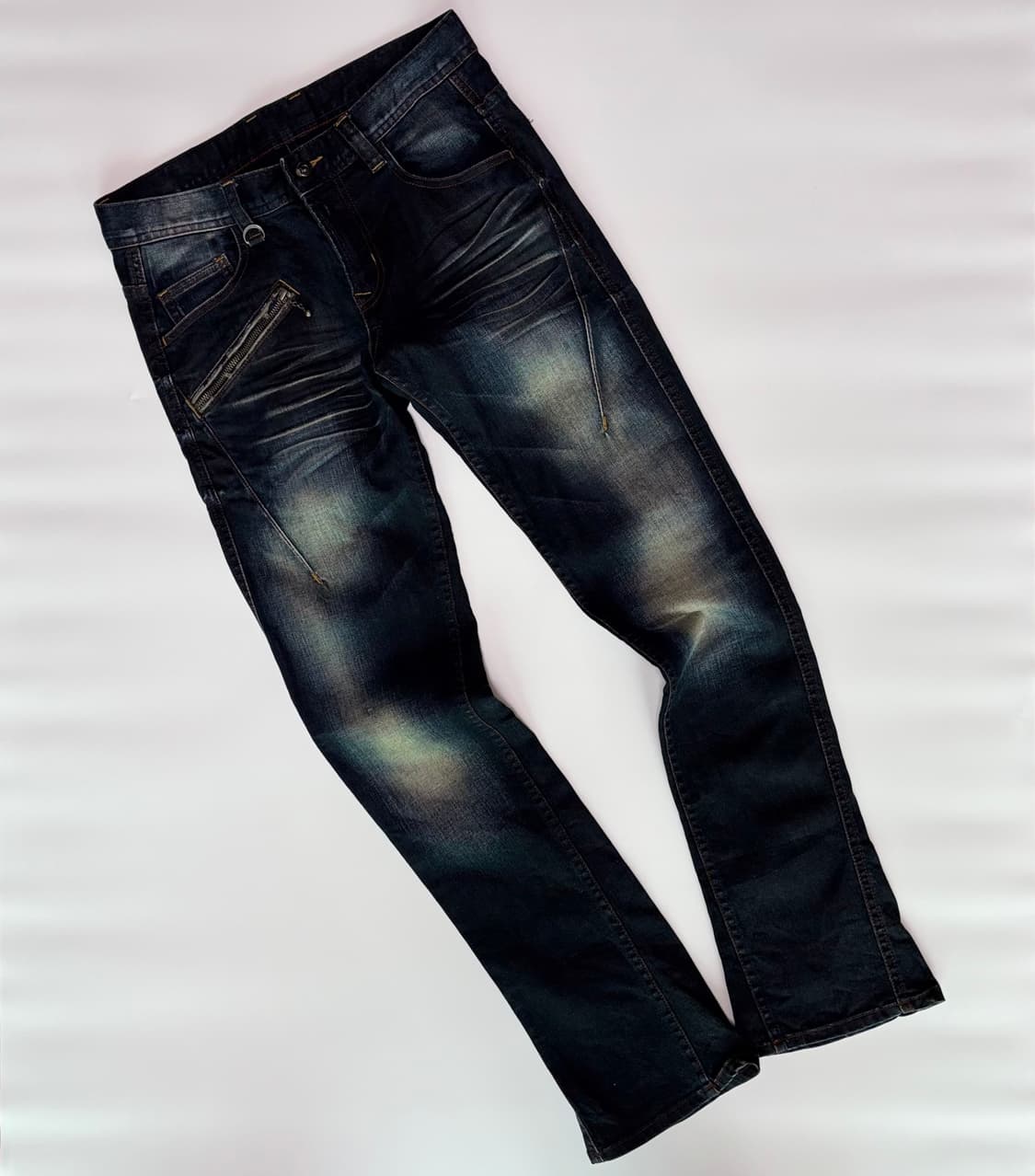 사이퍼 테크니컬 지퍼 & 체인 샌드 워싱 다크 블루 데님 상품이미지1