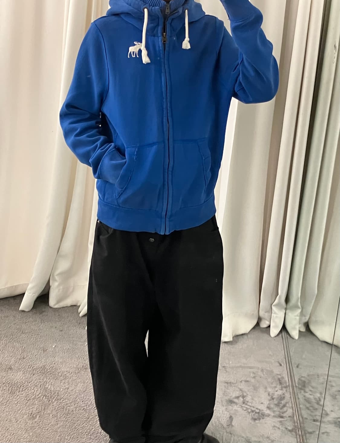 아베크롬비 블루 하이넥 후드집업 XXL 상품이미지7