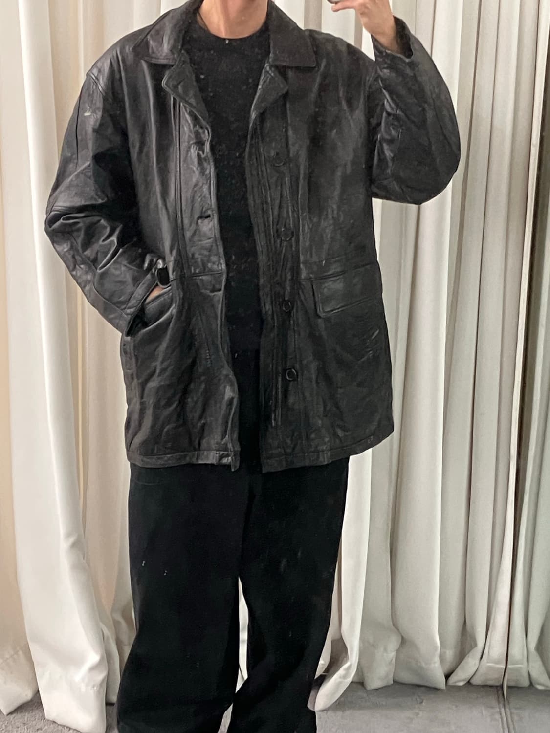 VTG 빈티지 양가죽 하프 코트 L 상품이미지6