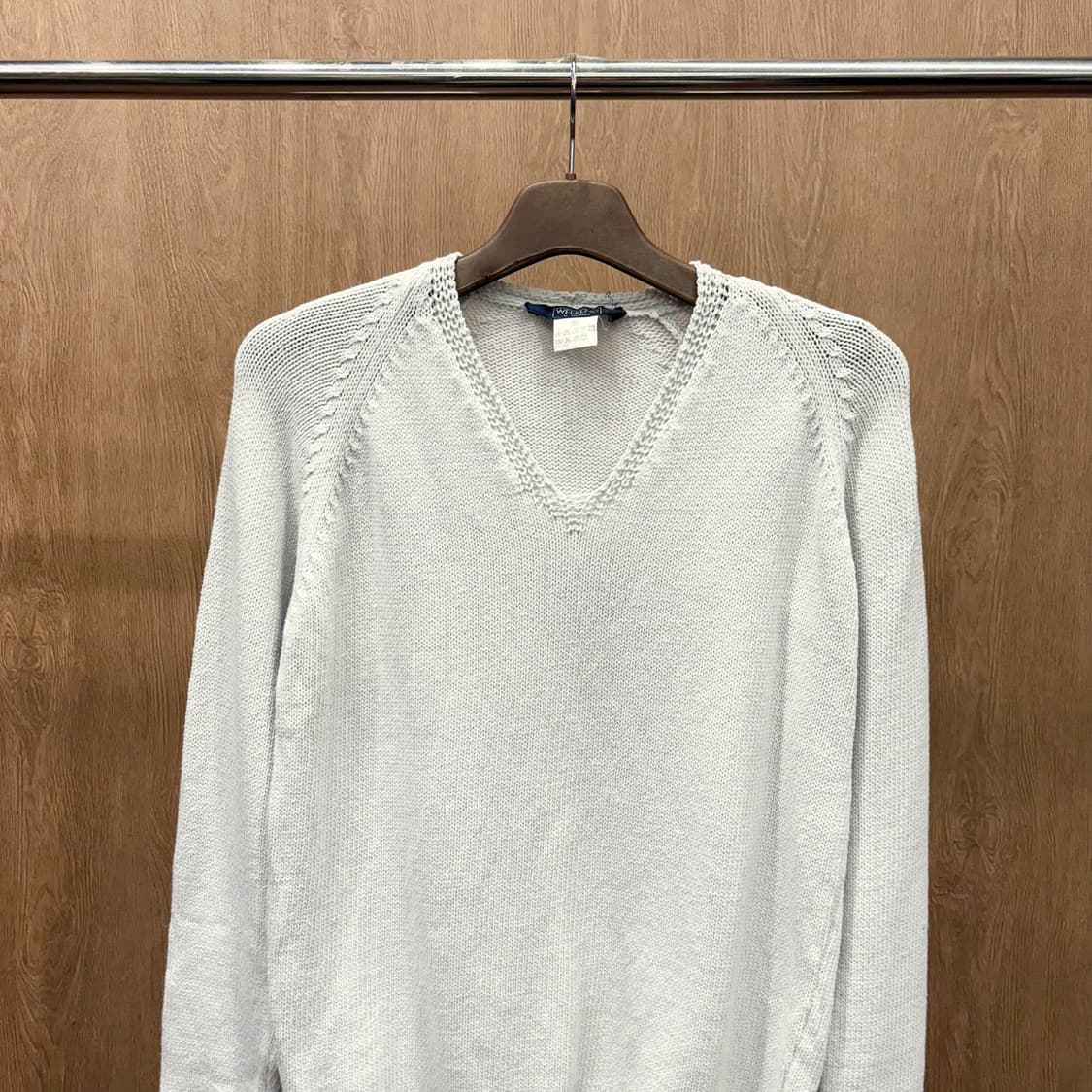 막스마라 위켄드 브이넥 니트 케이블 조직 레글런 슬리브 디테일 아이보리 상품이미지4