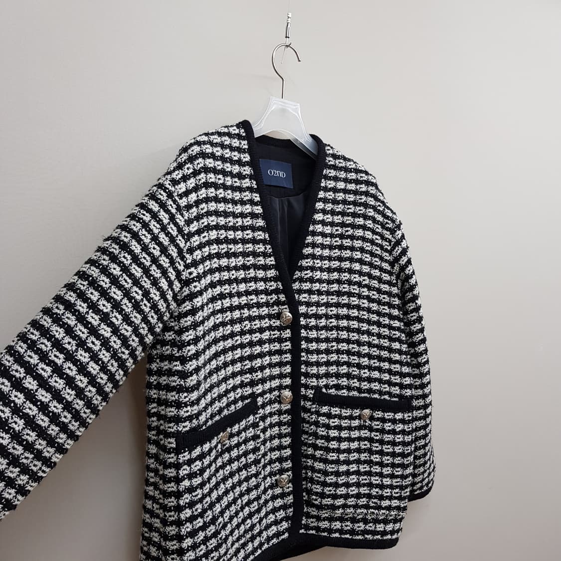 오즈세컨 O2ND 2023 트위드 체크 자켓 76-90-155사이즈 상품이미지4