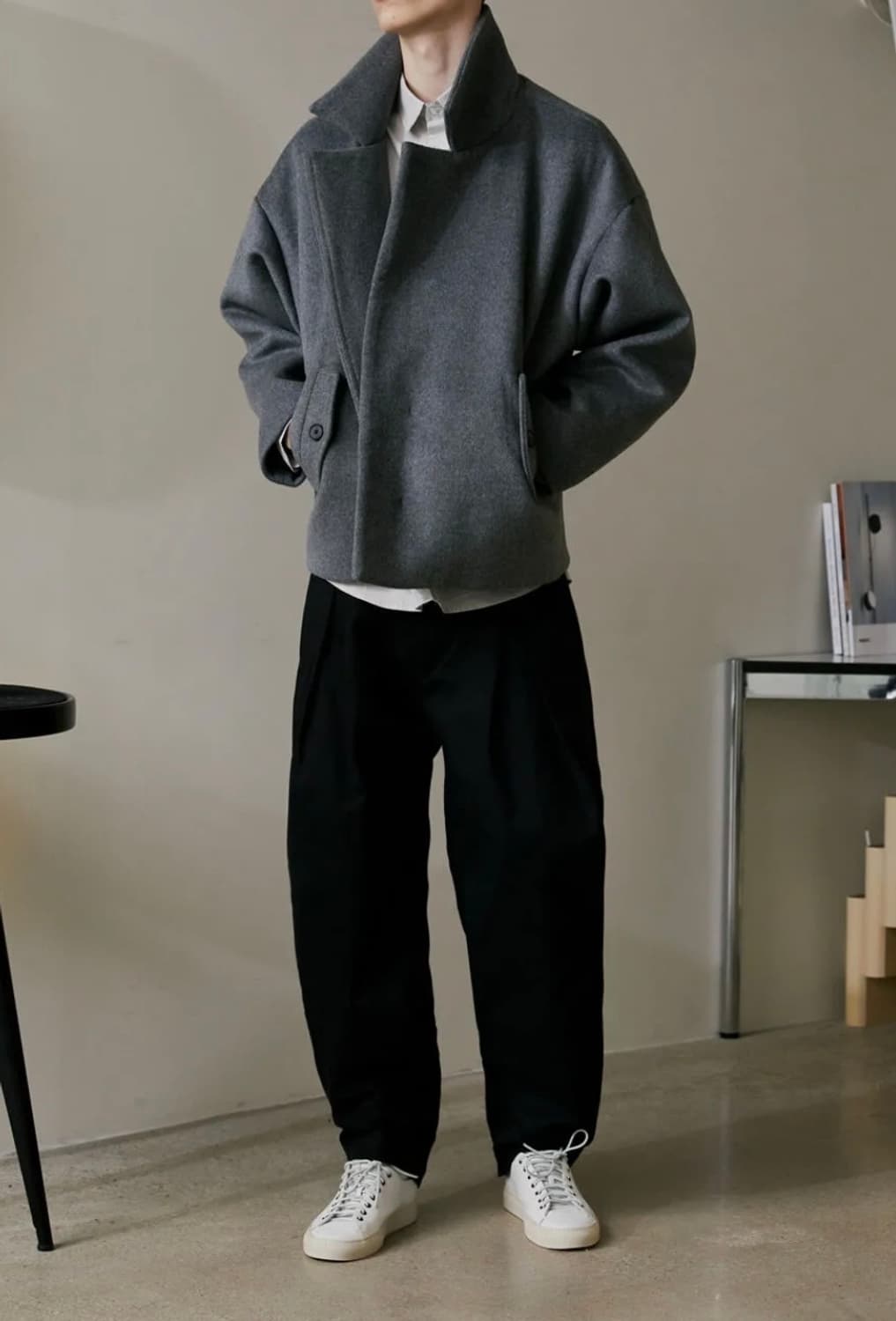 애쉬아워 쇼트 피코트 차콜 M 상품이미지9