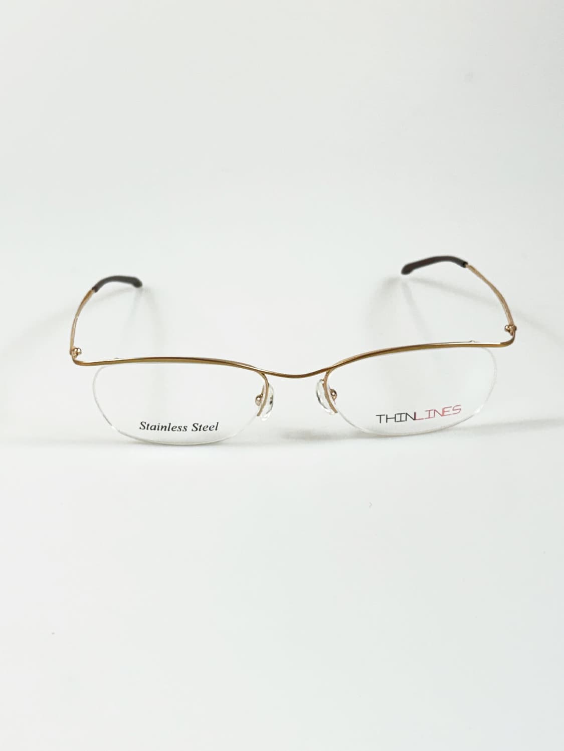 90s Thin Lines 골드 메탈 스퀘어 반무테 빈티지 안경 상품이미지2