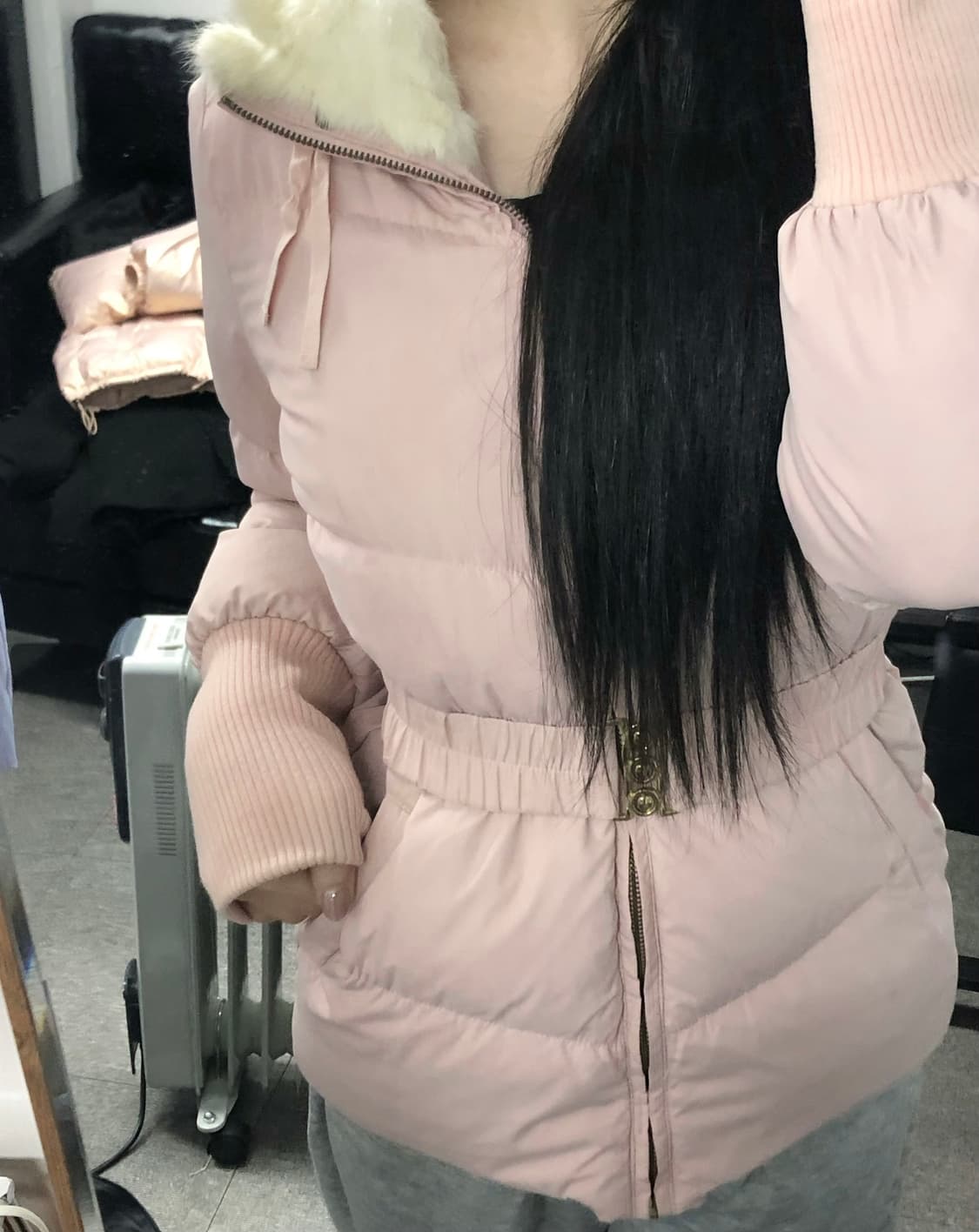 에고이스트 벨트패딩 핑크 벨티드 덕다운 패딩 상품이미지2