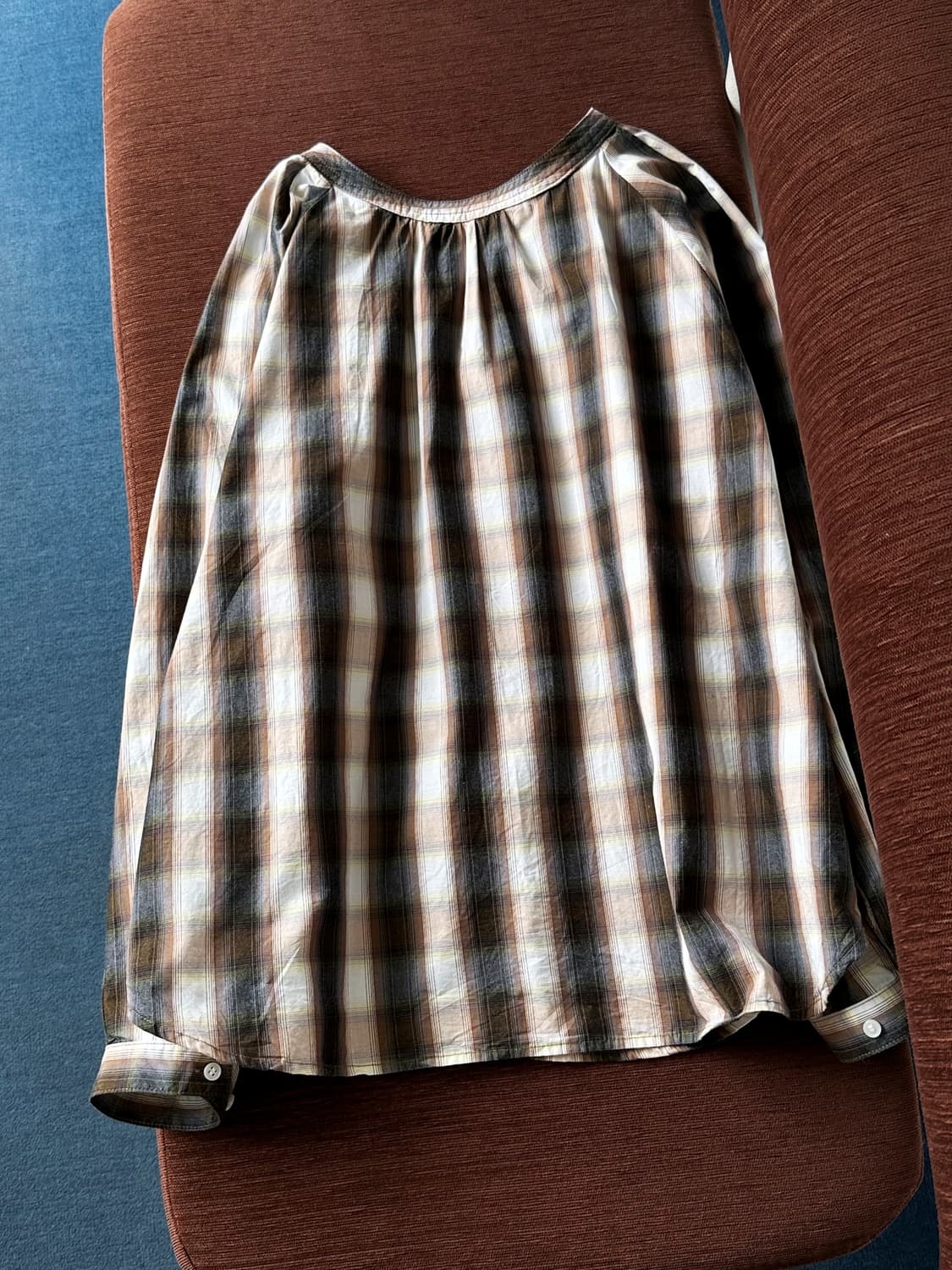 Light cotton design check wide shirt 상품이미지4