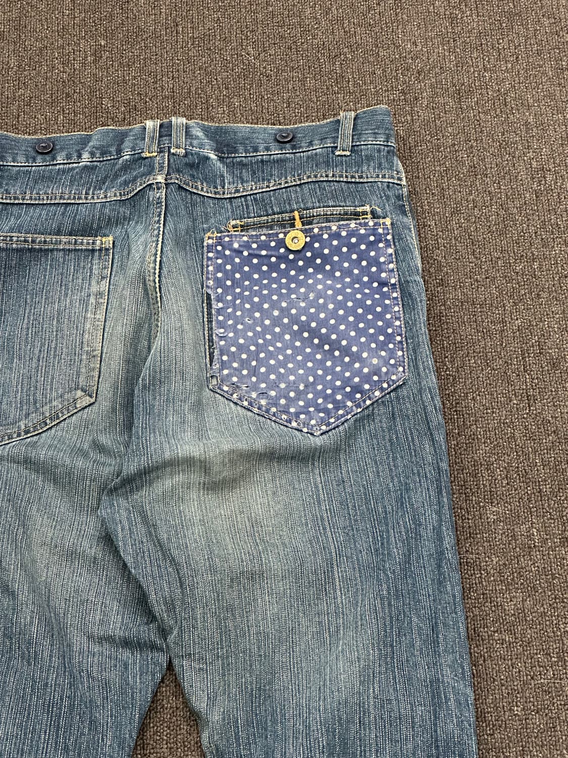 L)정글스톰 빈티지 도트 디테일 워싱 데님팬츠 상품이미지8