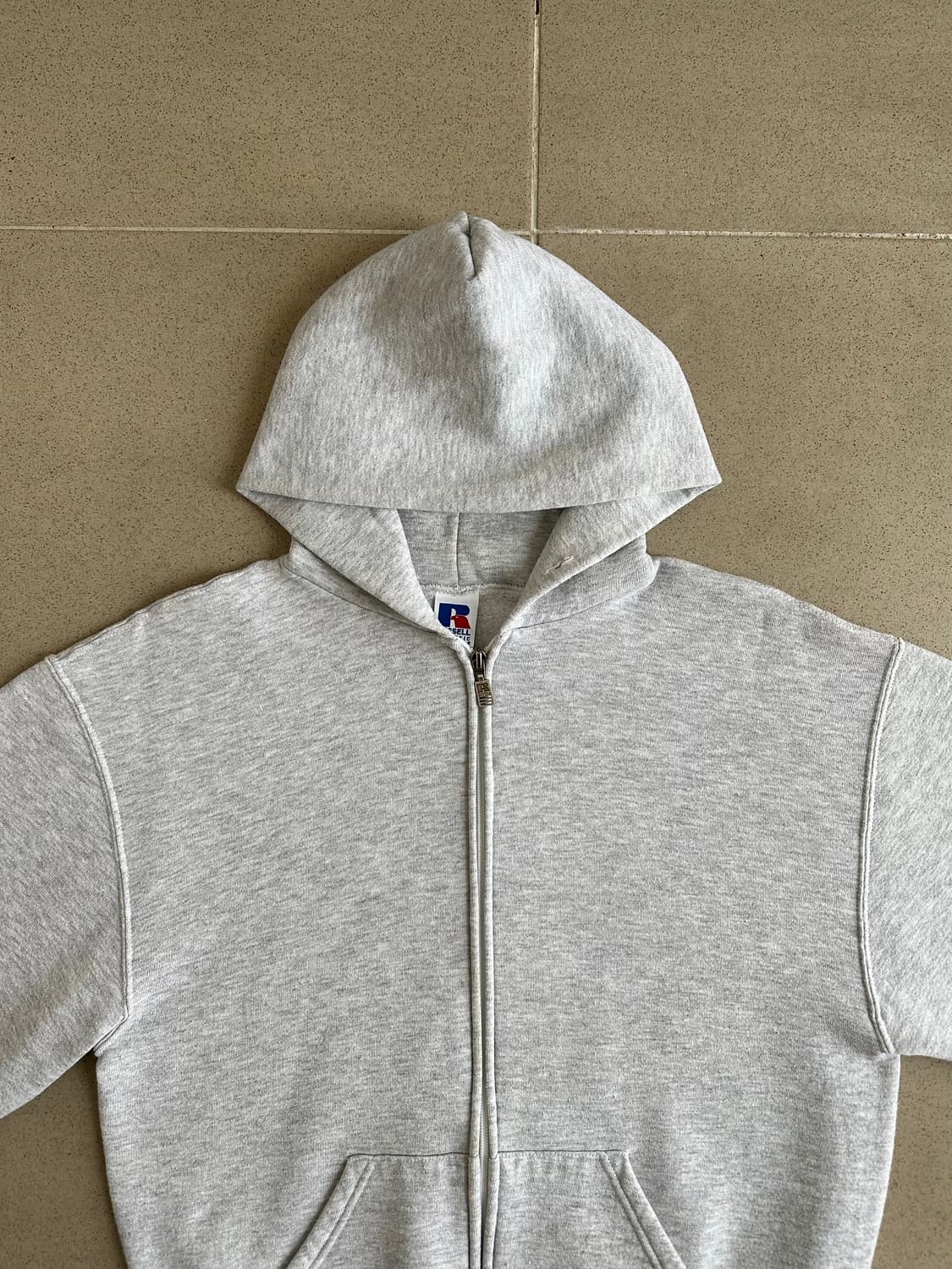 90s 빈티지 러셀 후드집업 밝은그레이 M 상품이미지4